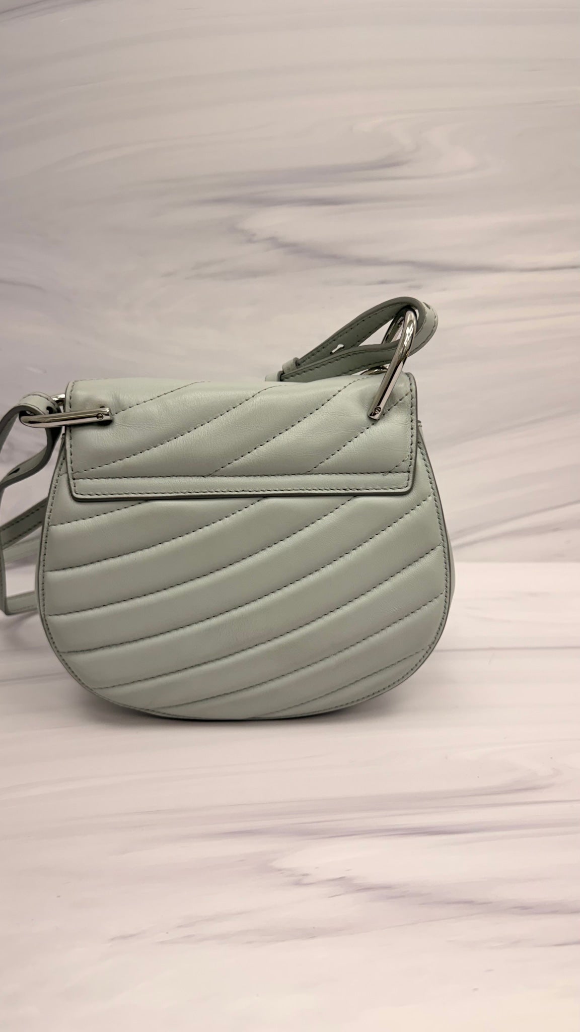 Chloe Light Blue Leather Mini Drew Bijou Shoulder Bag