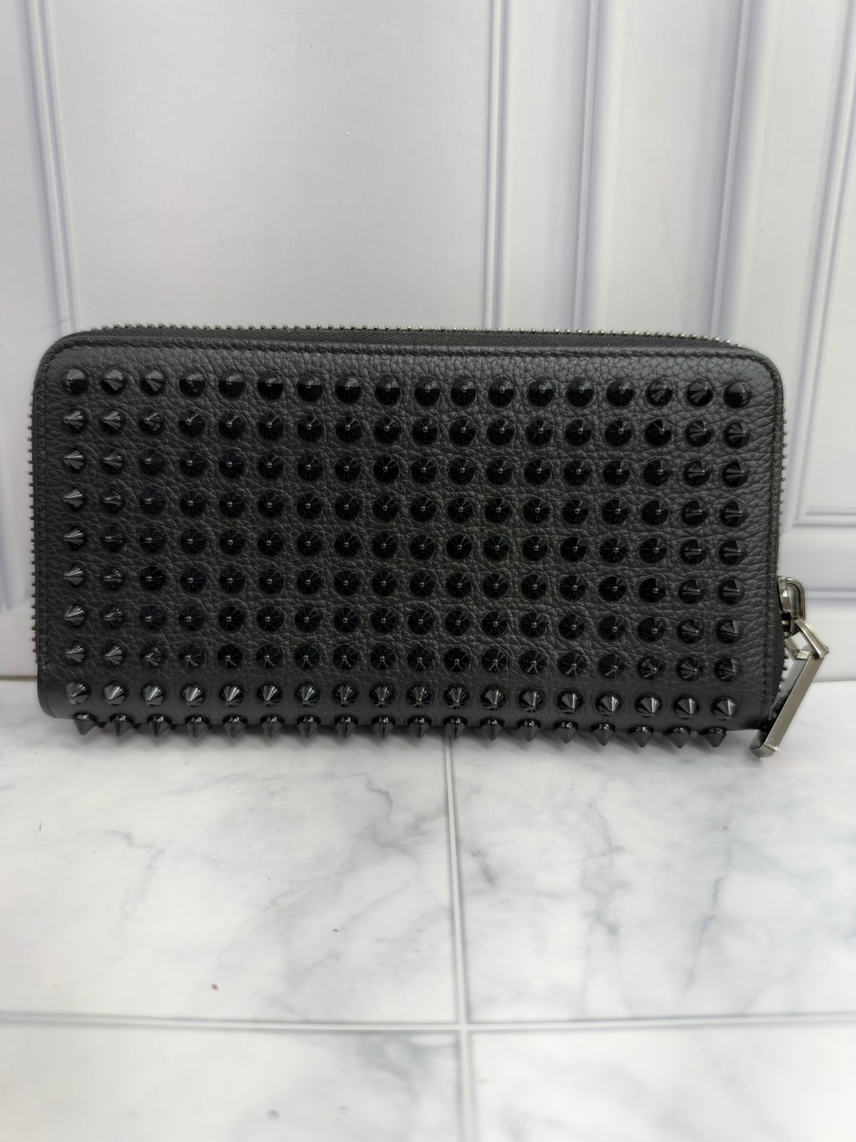 Christian Louboutin Black Studded Leather Zippy Wallet