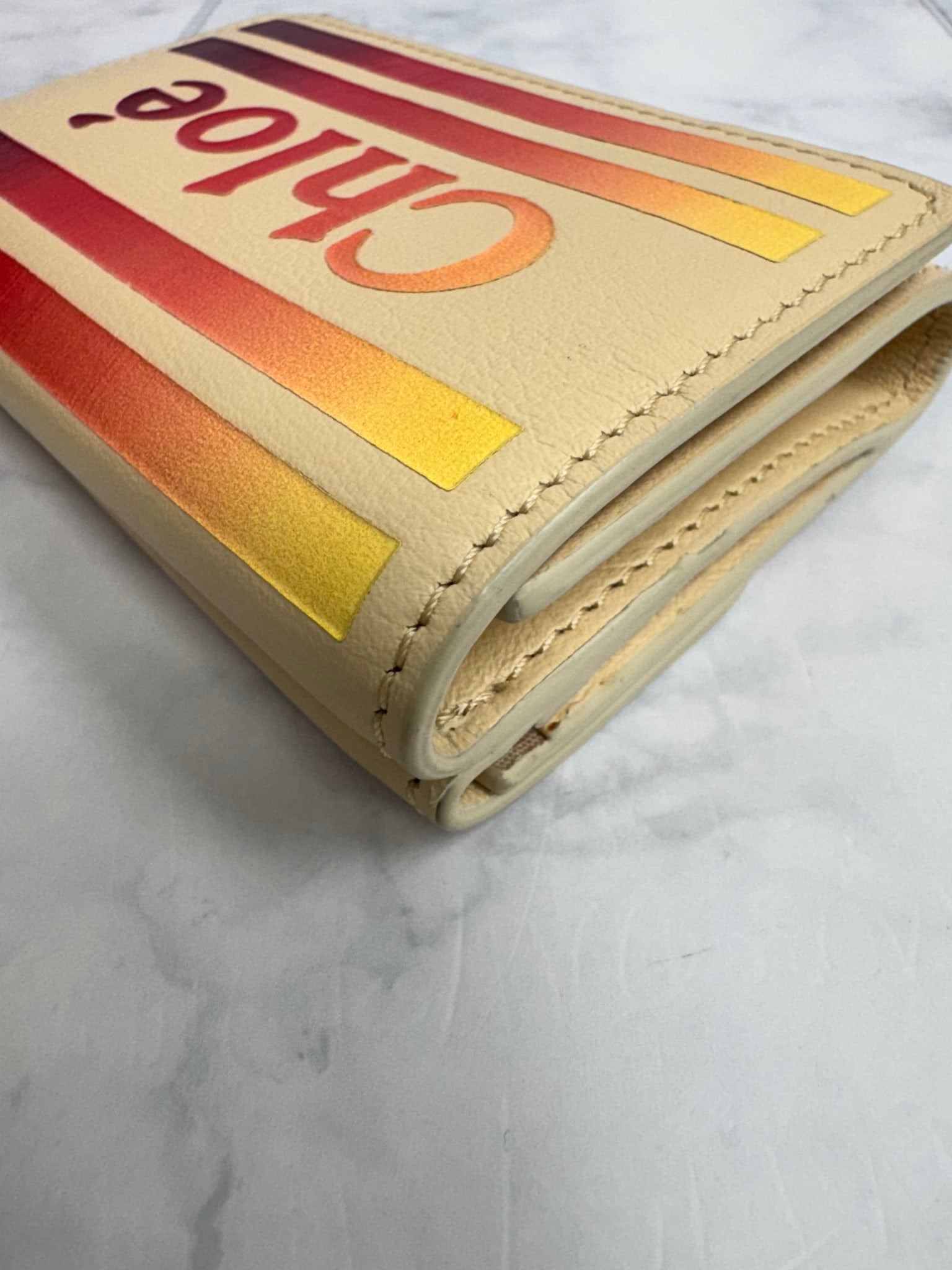 Chloe Beige And Multicolor Leather Compact Wallet