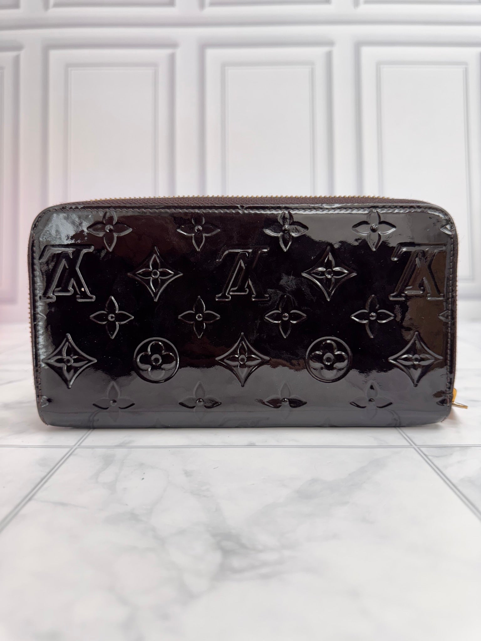Louis Vuitton Burgundy Monogram Vernis Long Zippy Wallet