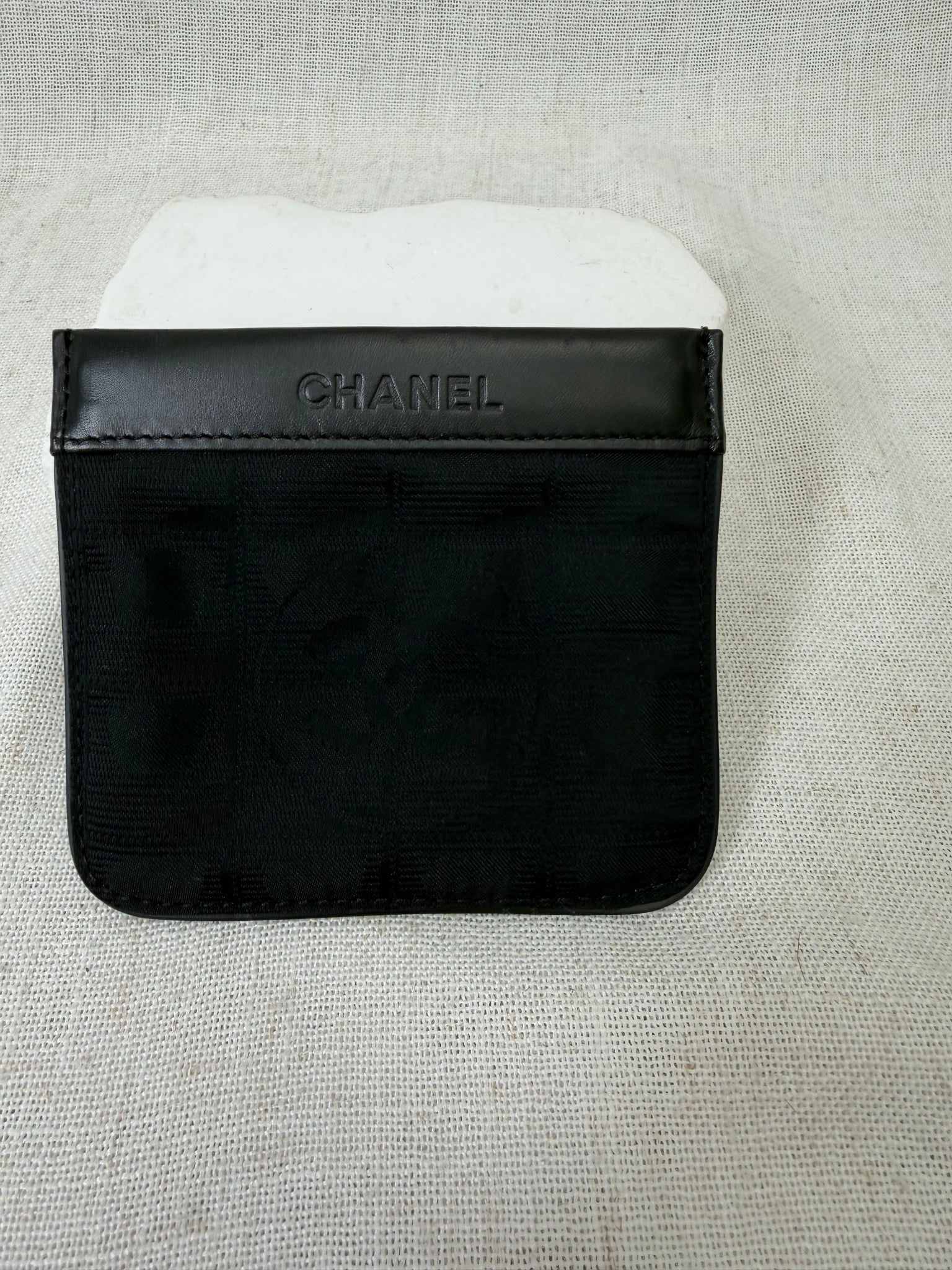 Chanel Black Nylon Travel Line Jacquard Pouch