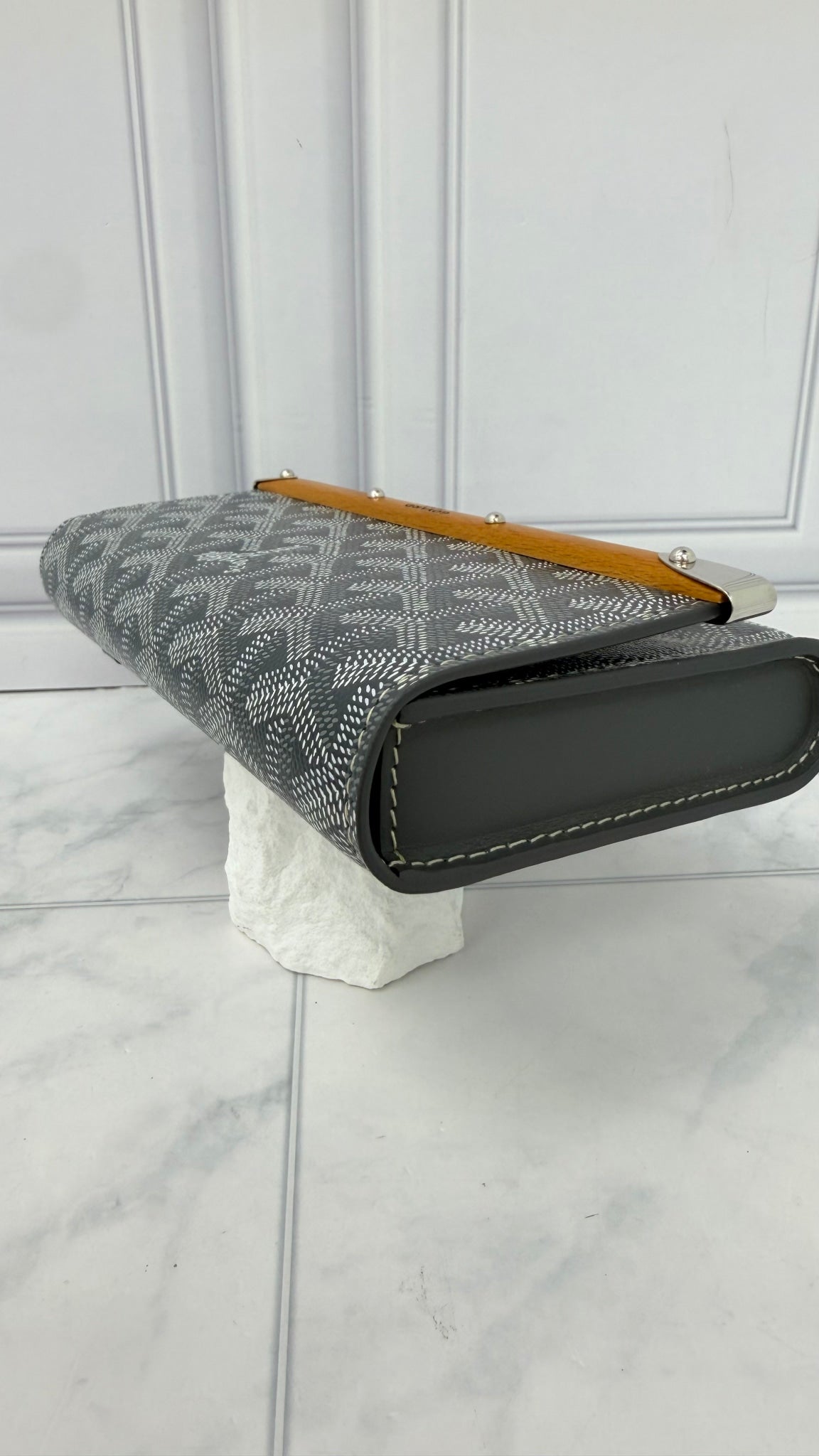 LIKE NEW - Goyard Grey Goyardine Monte Carlo Clutch