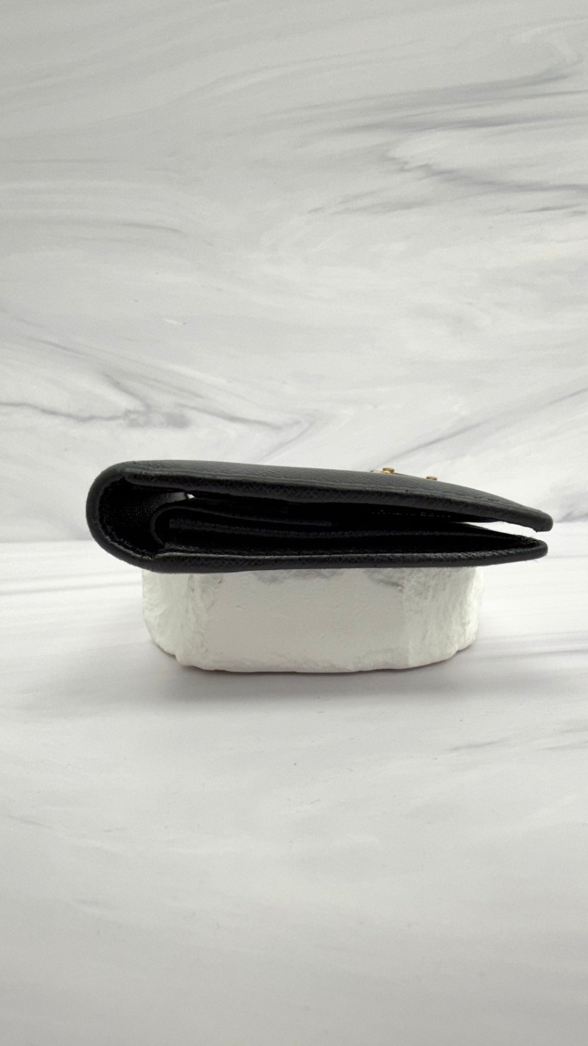 Prada Black Saffiano Leather Bifold Compact Wallet