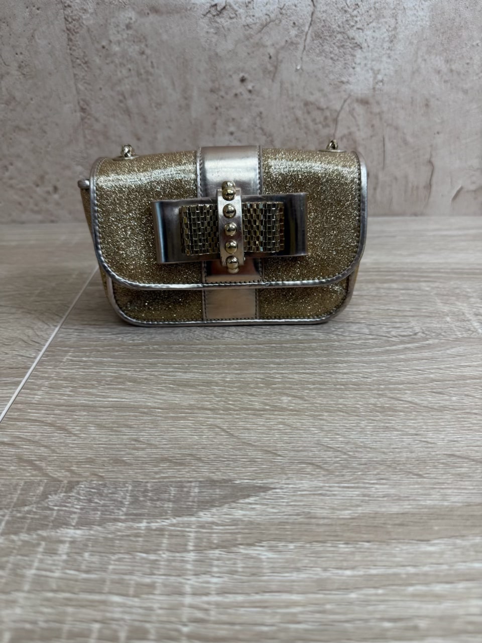 Christian Louboutin Gold Patent Leather Sweet Charity Mini Crossbody Bag
