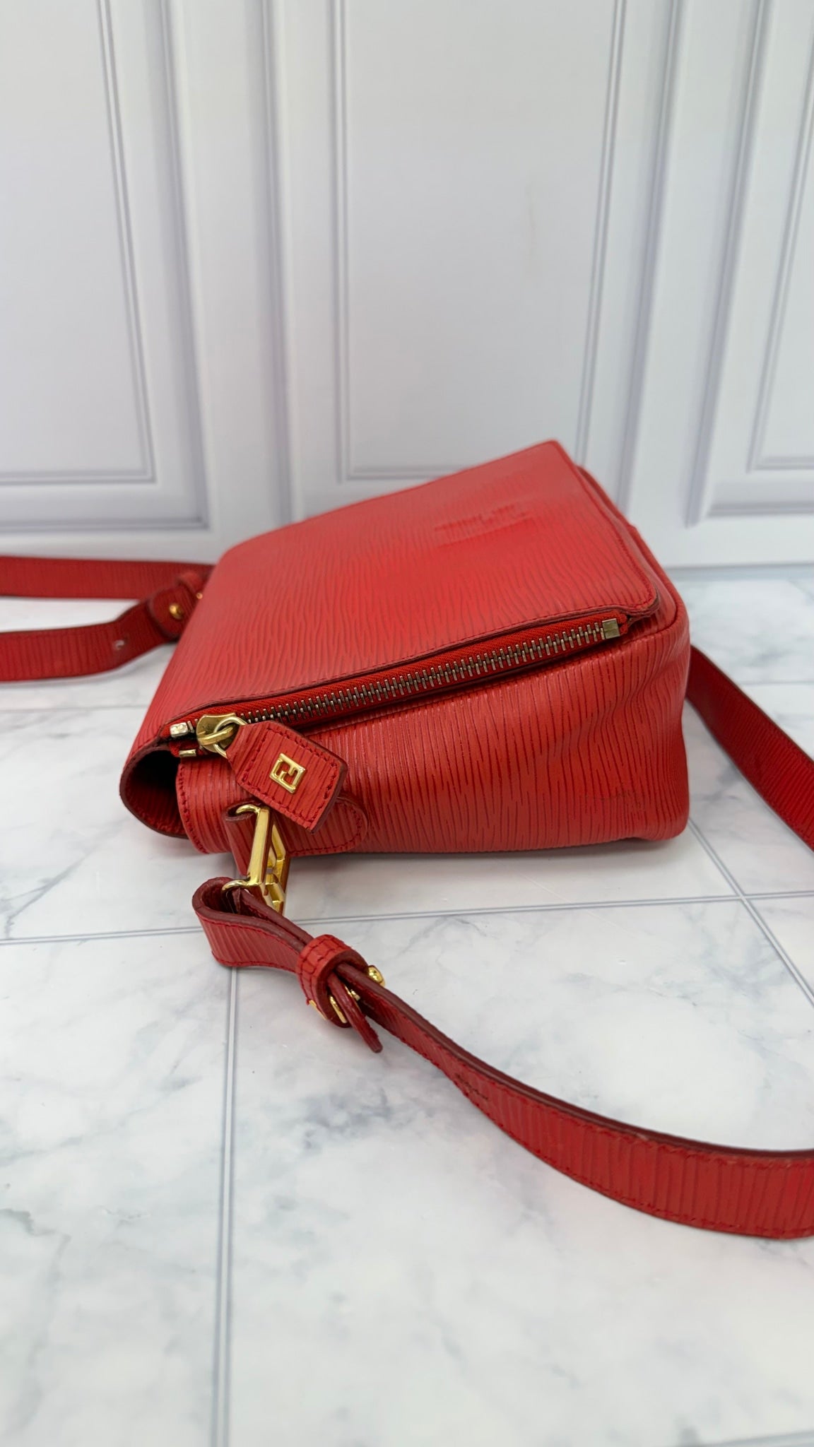Fendi Red Leather Crossbody Bag