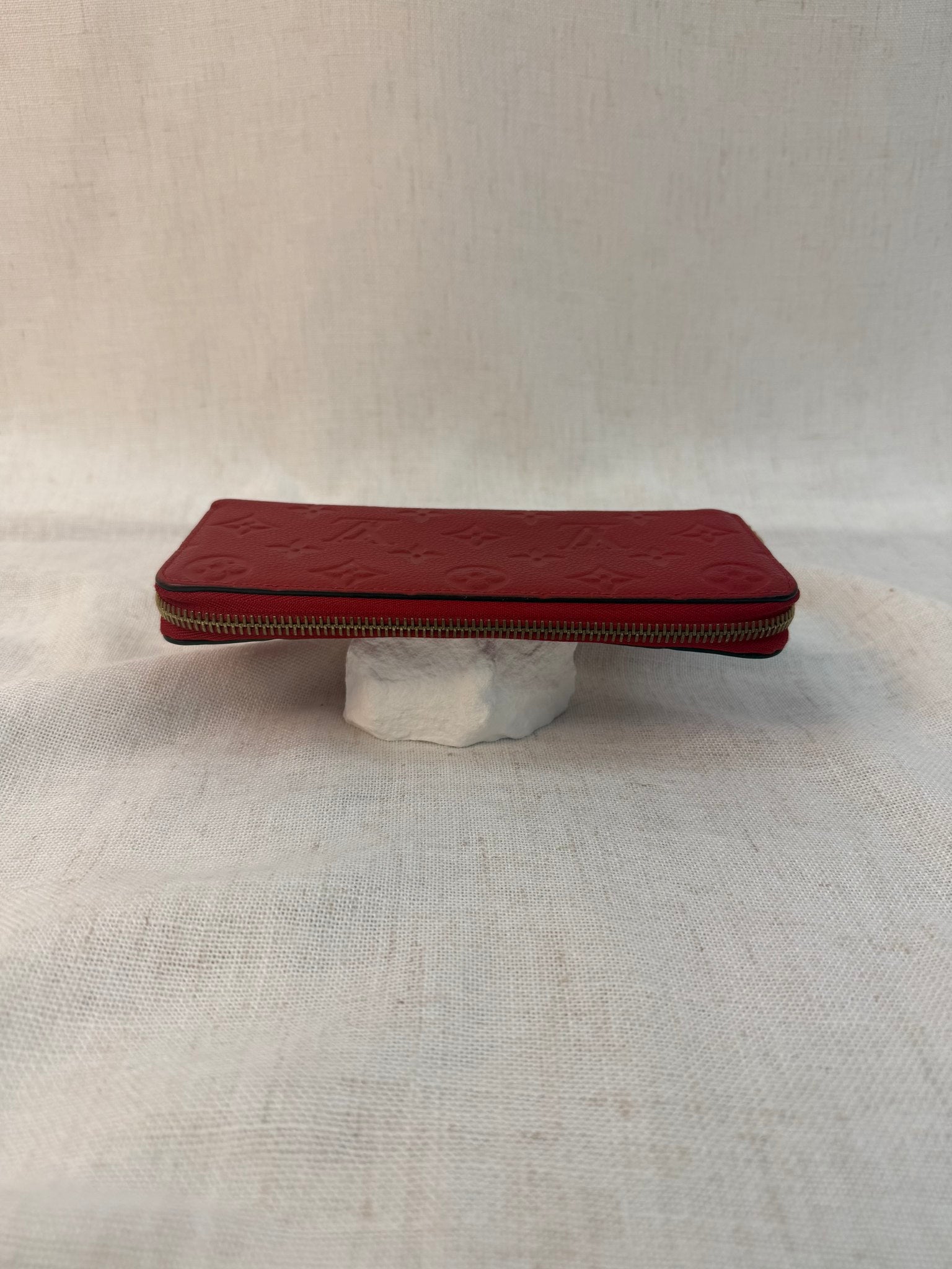 Louis Vuitton Red Leather Clemence Zippy Wallet