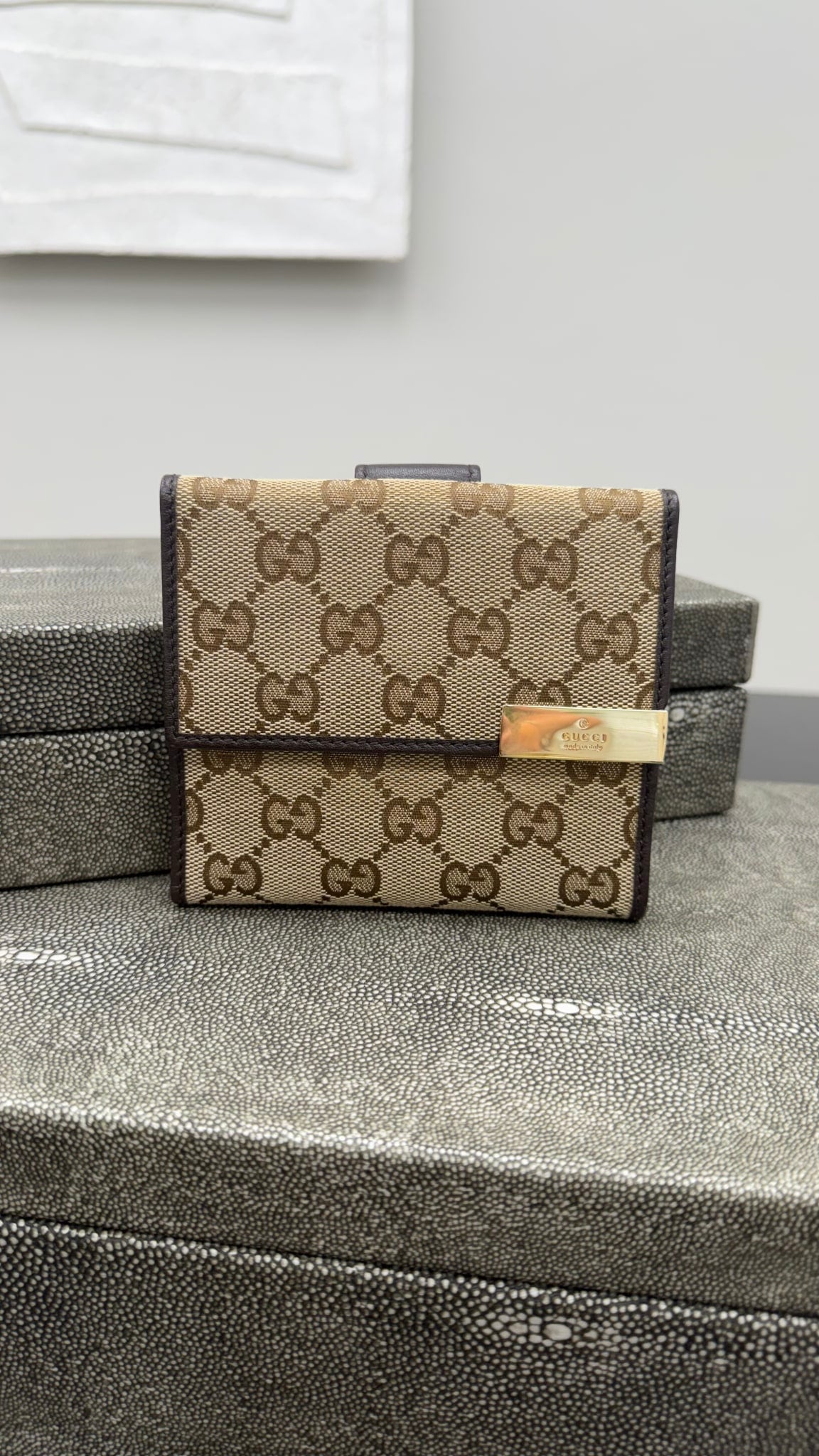 Gucci Brown Canvas Double Snap Bifold