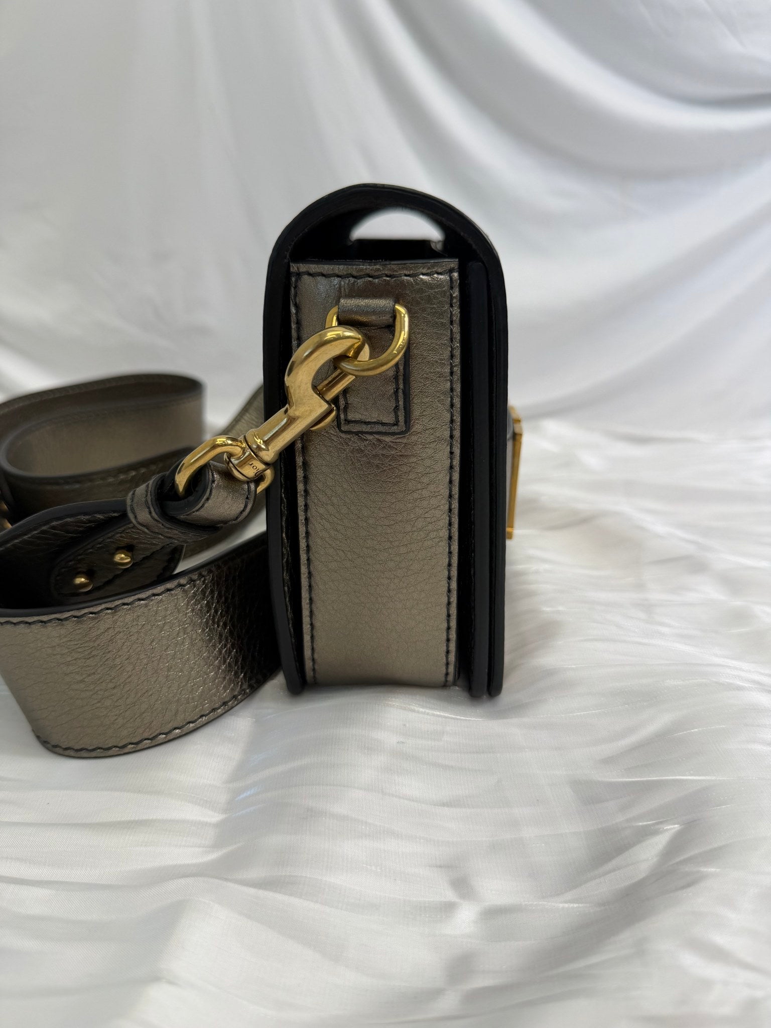 Christian Dior Metallic Bronze Grained Calfskin Crossbody