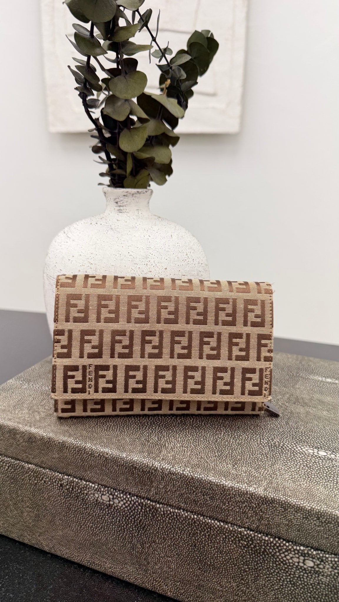 Fendi Beige Canvas Zucca FF Wallet