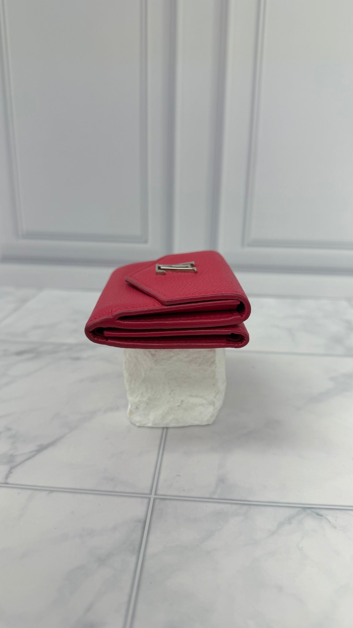 Louis Vuitton Hot Pink Calfskin Leather Lockmini Compact Trifold Wallet