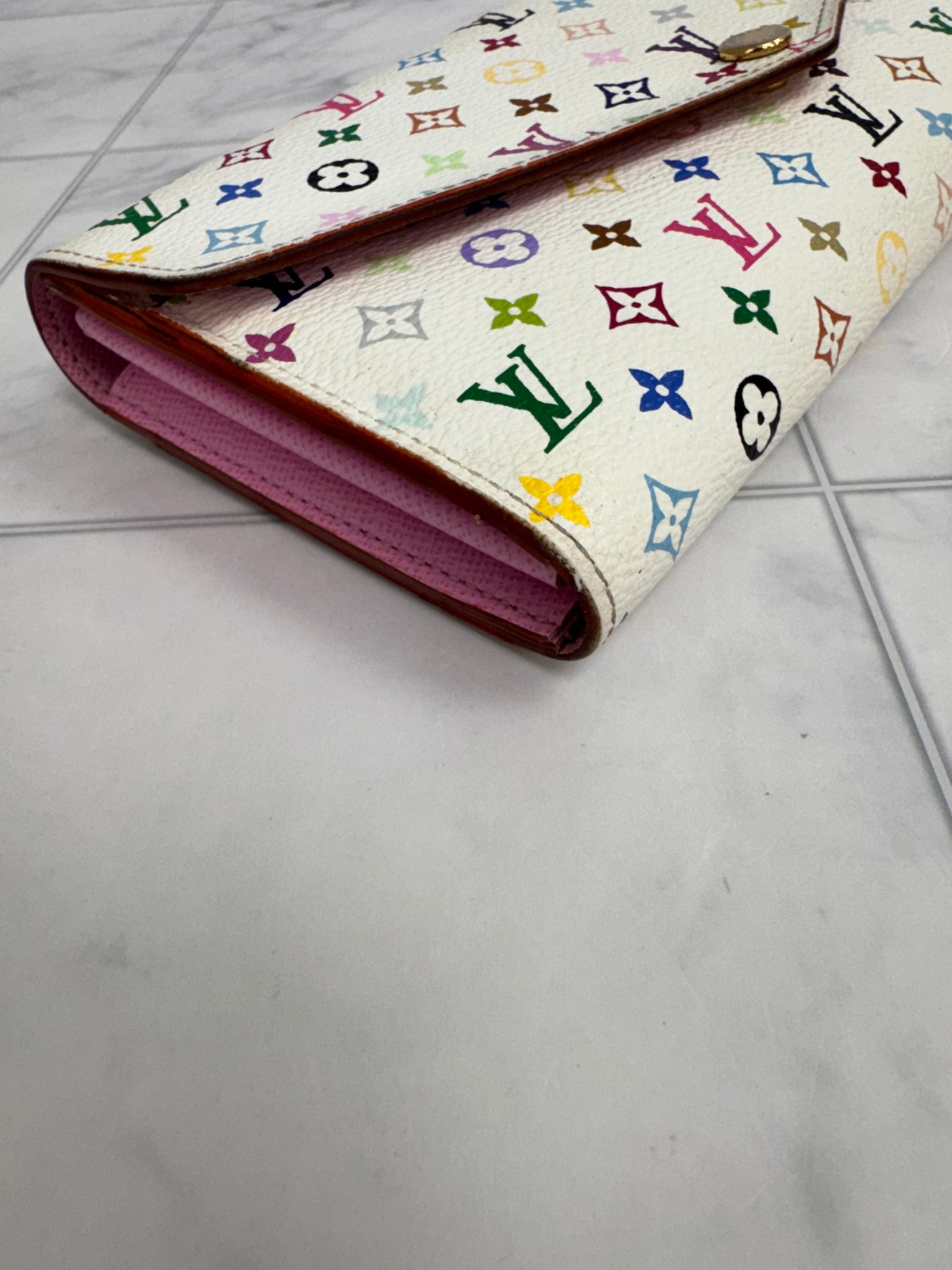 Louis Vuitton White Monogram Multicolor Sarah Long Wallet