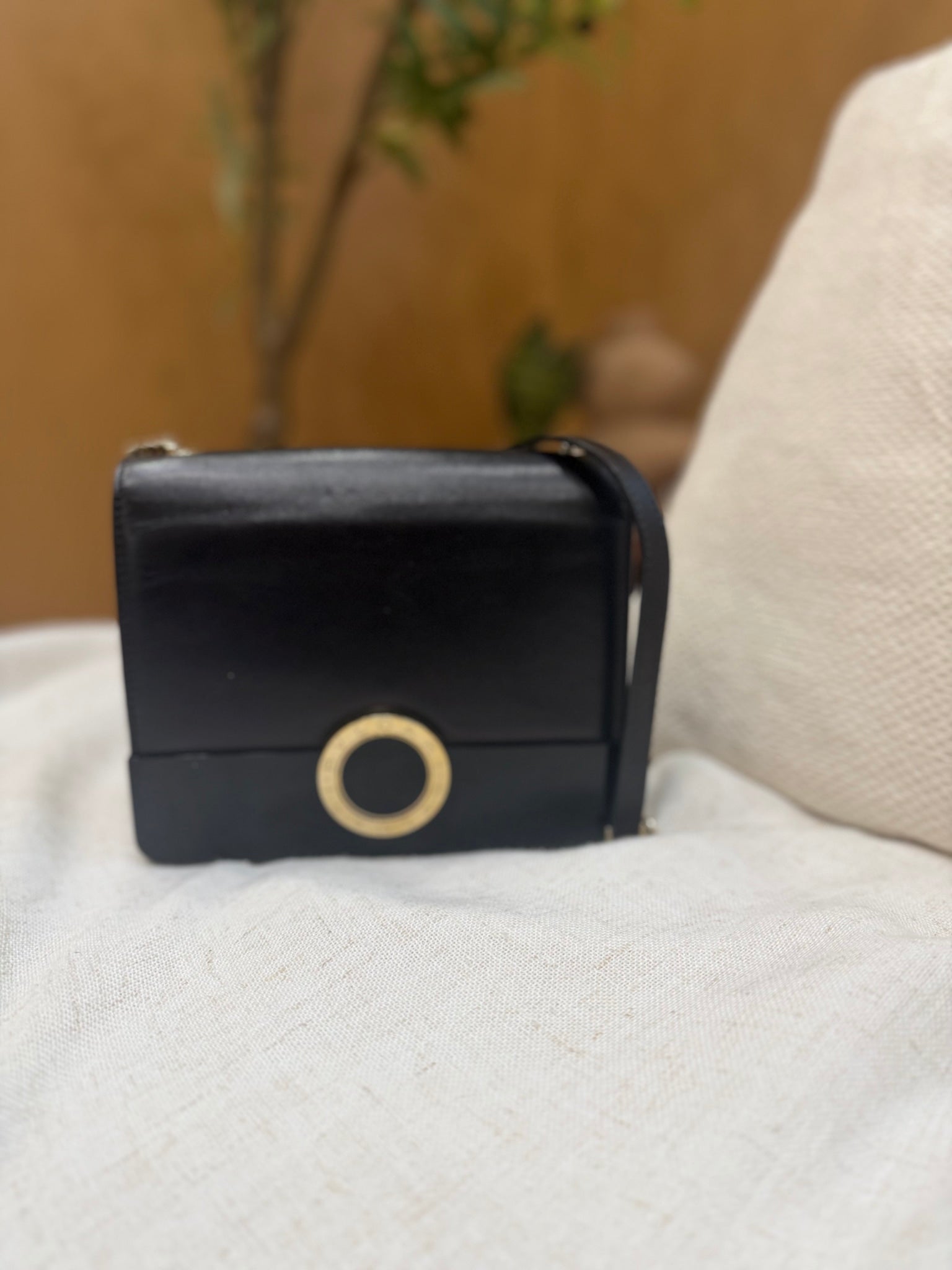 Blvgari Black Leather Small Flap Bag