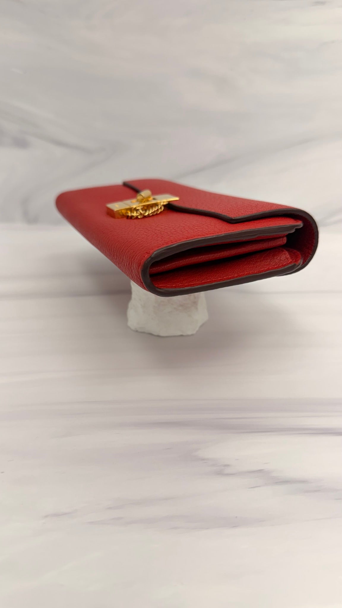 Chloe Red Grained Leather Long Wallet