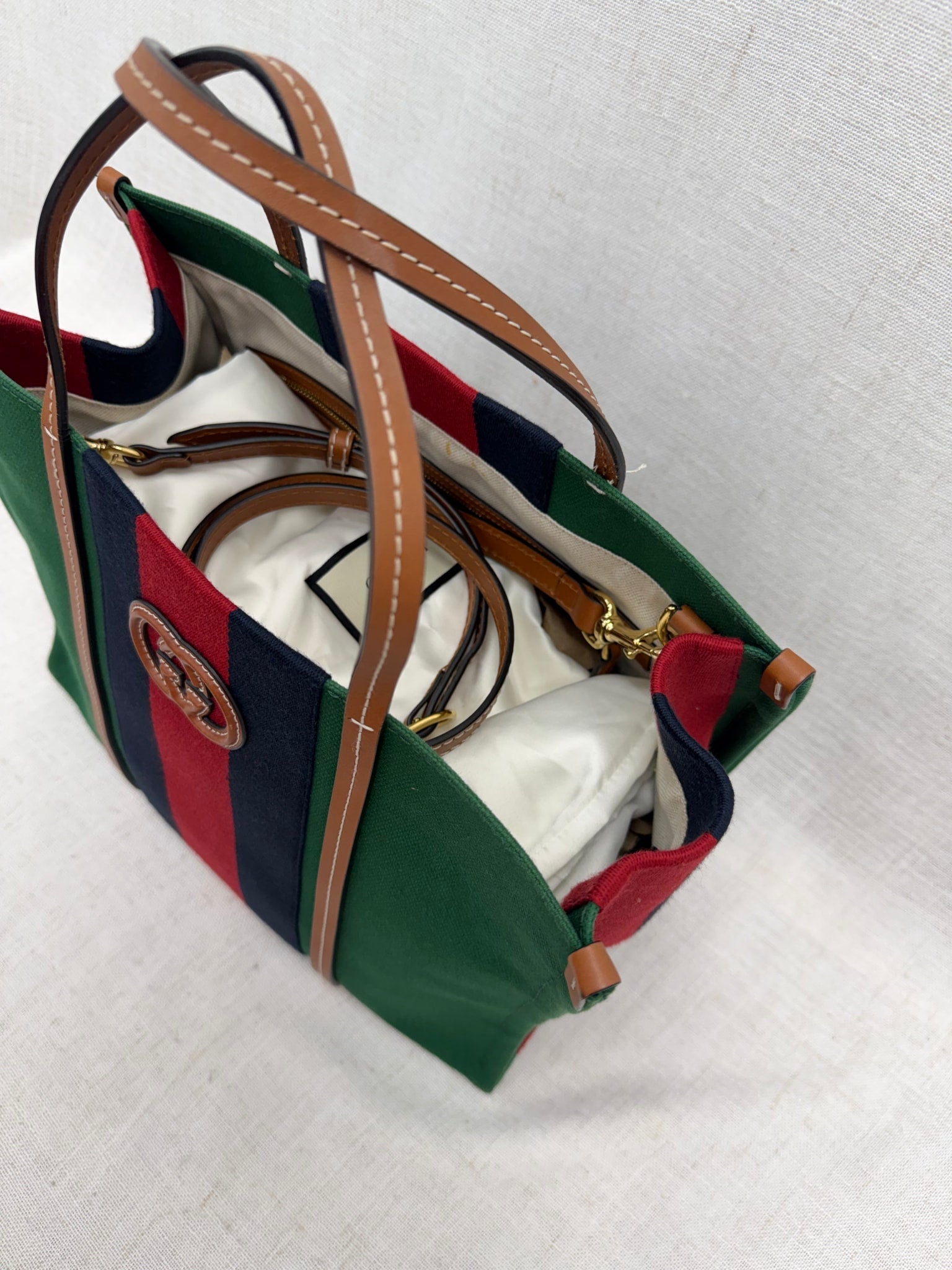 Gucci Green Canvas Web Interlocking G Tote Bag