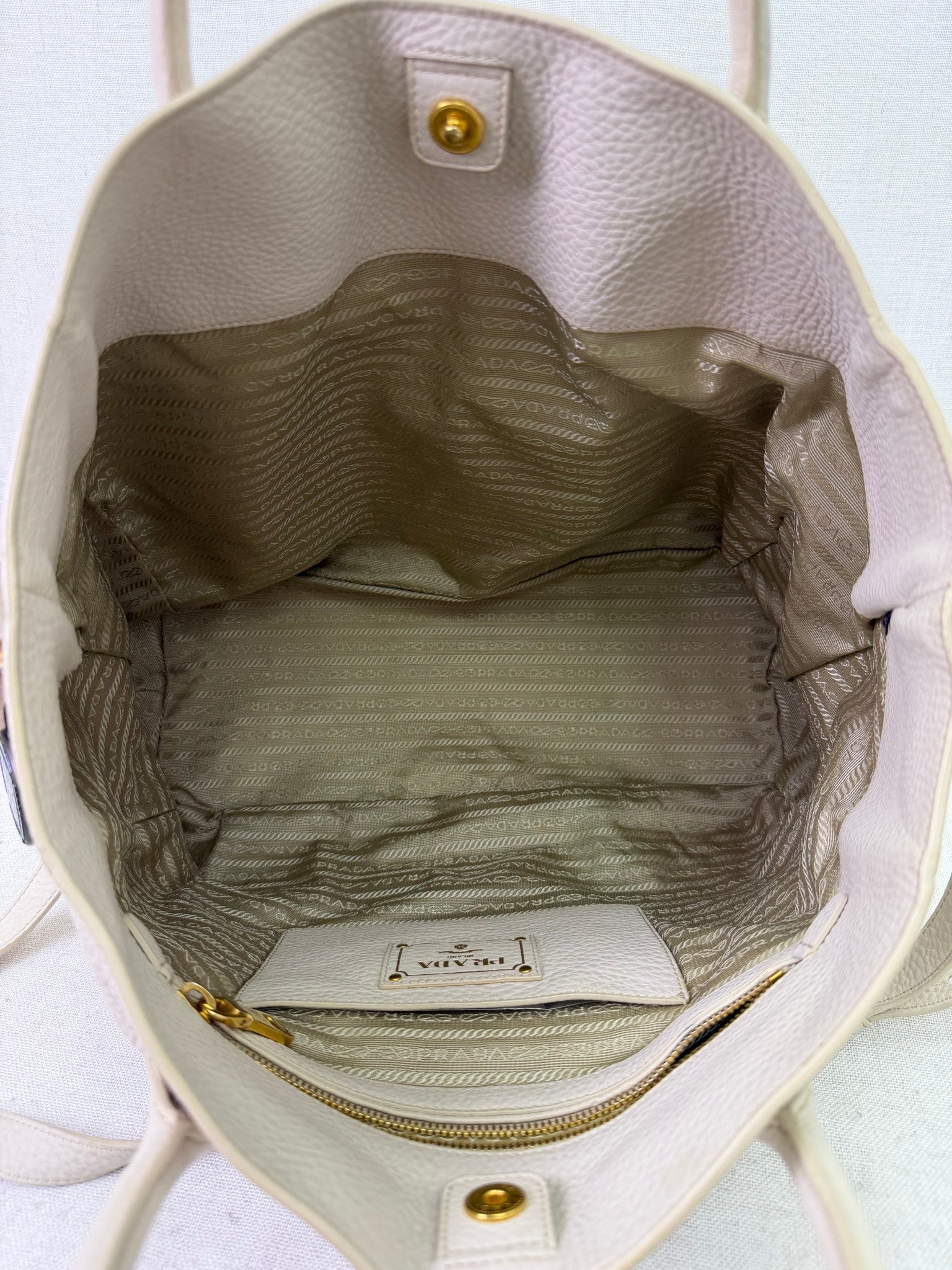 Prada Cream Tumbled Leather 2way Bag
