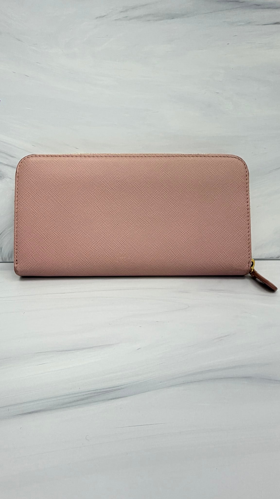 Prada Pink Saffiano Leather Long Zippy Wallet