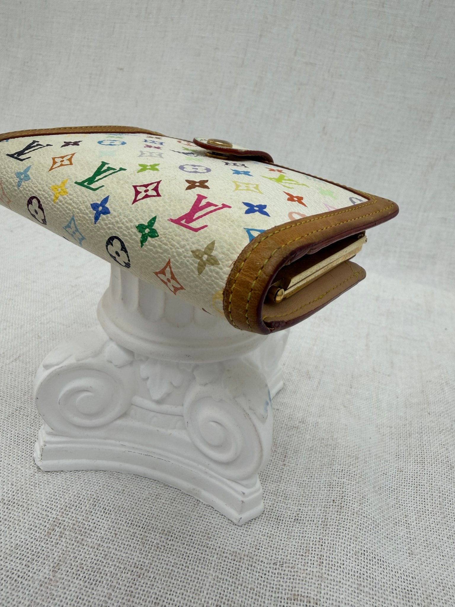 Louis Vuitton White Multicolor Monogram French Wallet