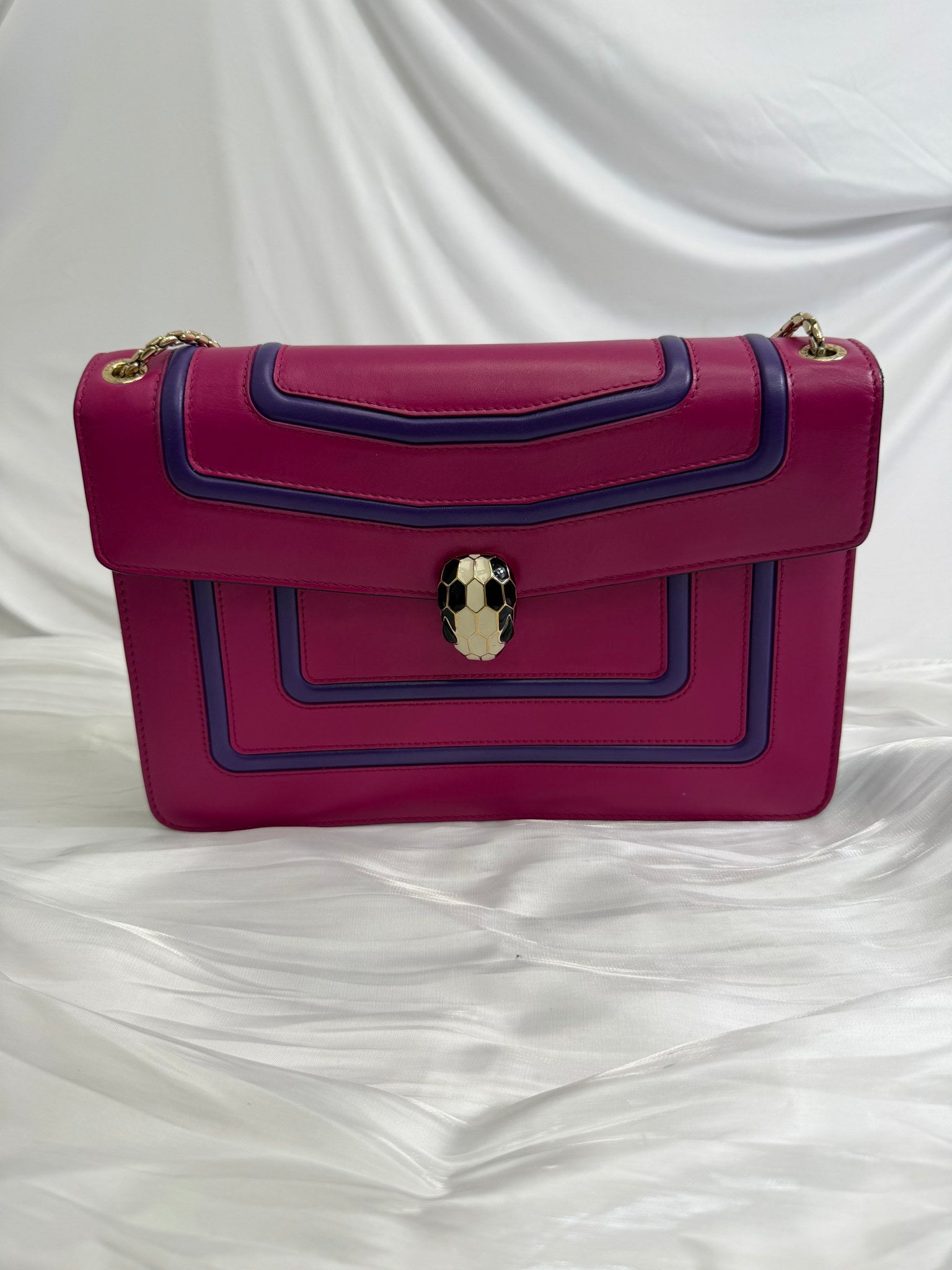 Bvlgari Pink and Purple Leather Serpenti Forever Bag
