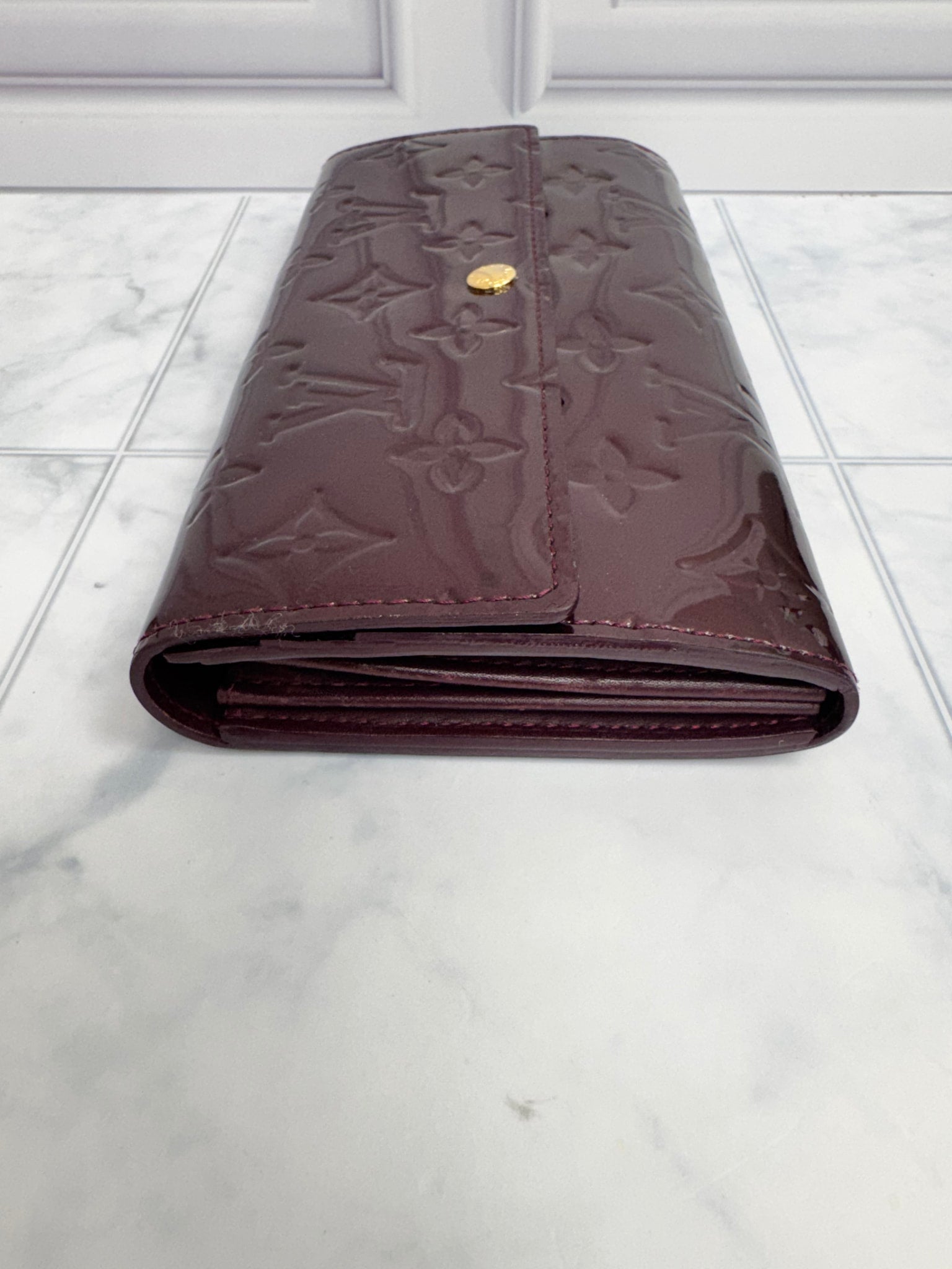 Louis Vuitton Burgundy Vernis Sarah Long Wallet