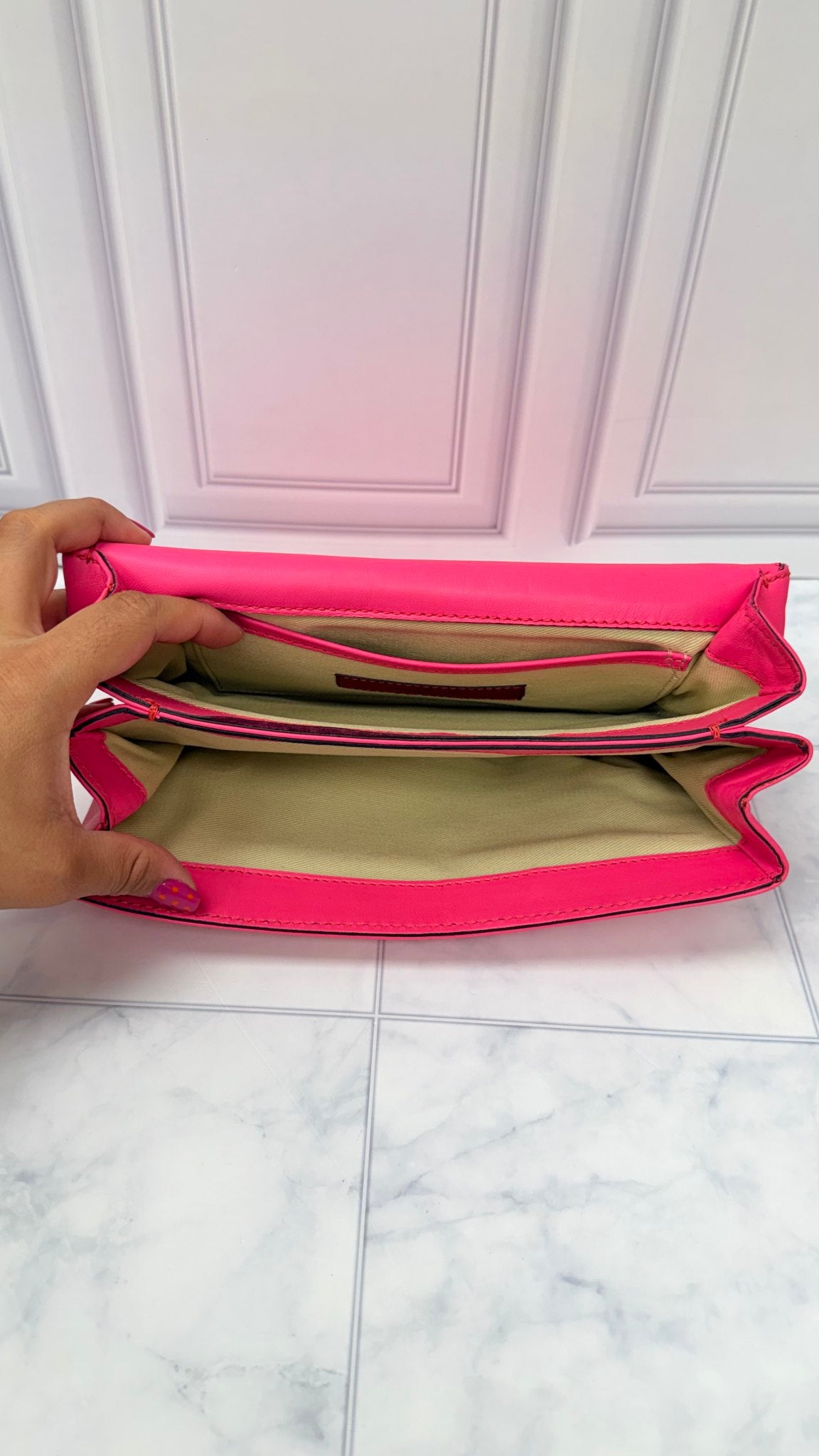 Valentino Neon Pink Leather Rockstud Shoulder Bag