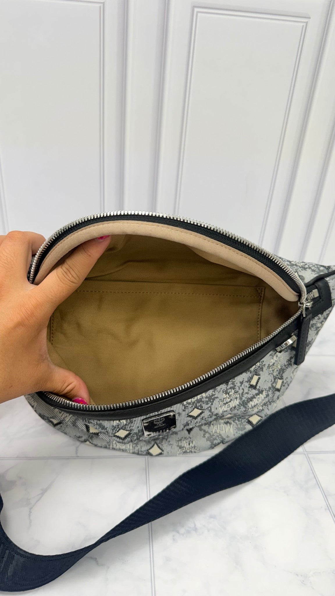 BRAND NEW - MCM Black Denim Canvas Belt Bag