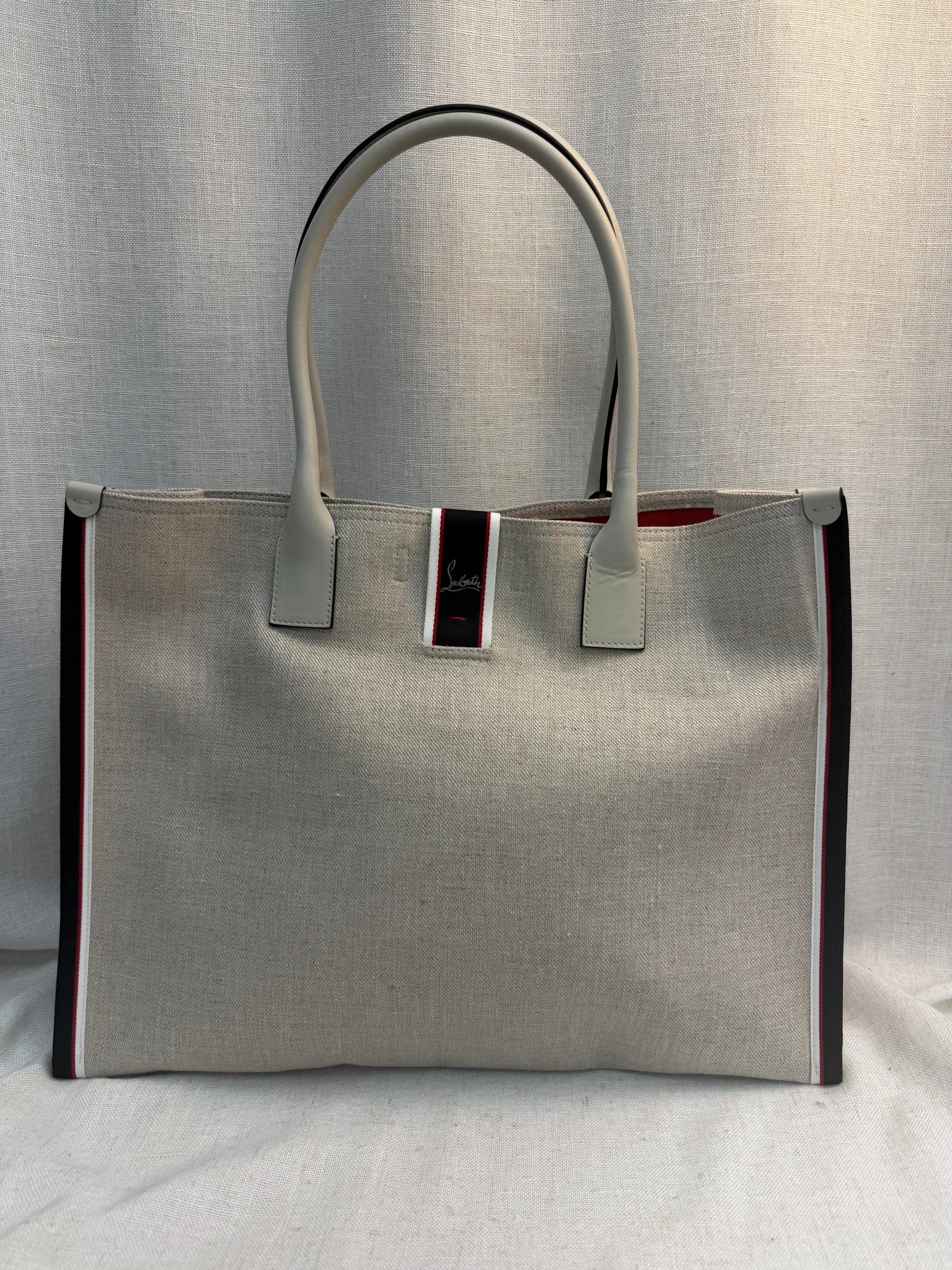 LIKE NEW - Christian Louboutin Beige Canvas XL Nastroloubi Tote Bag