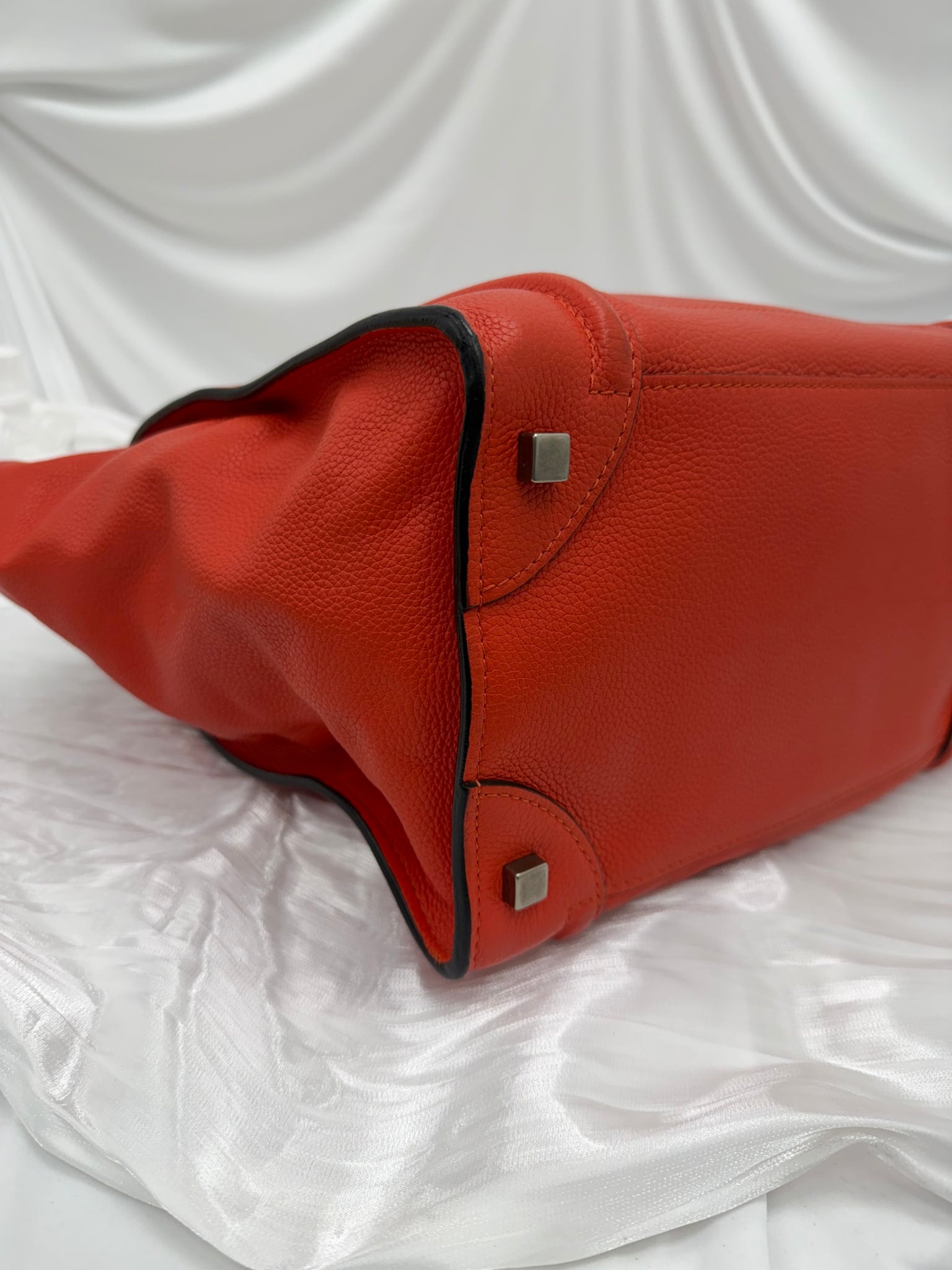 Celine Orange Leather Mini Luggage Handbag