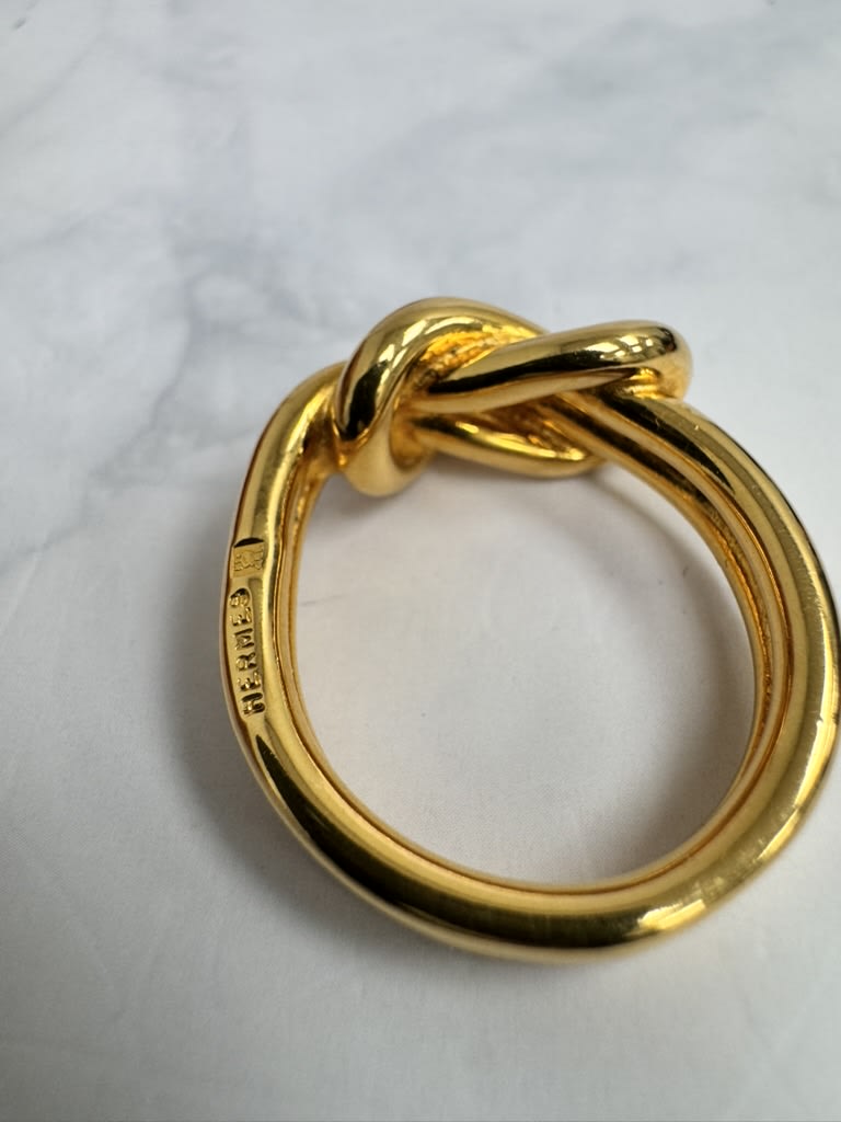 Hermes Gold Tone Atame Scarf Ring