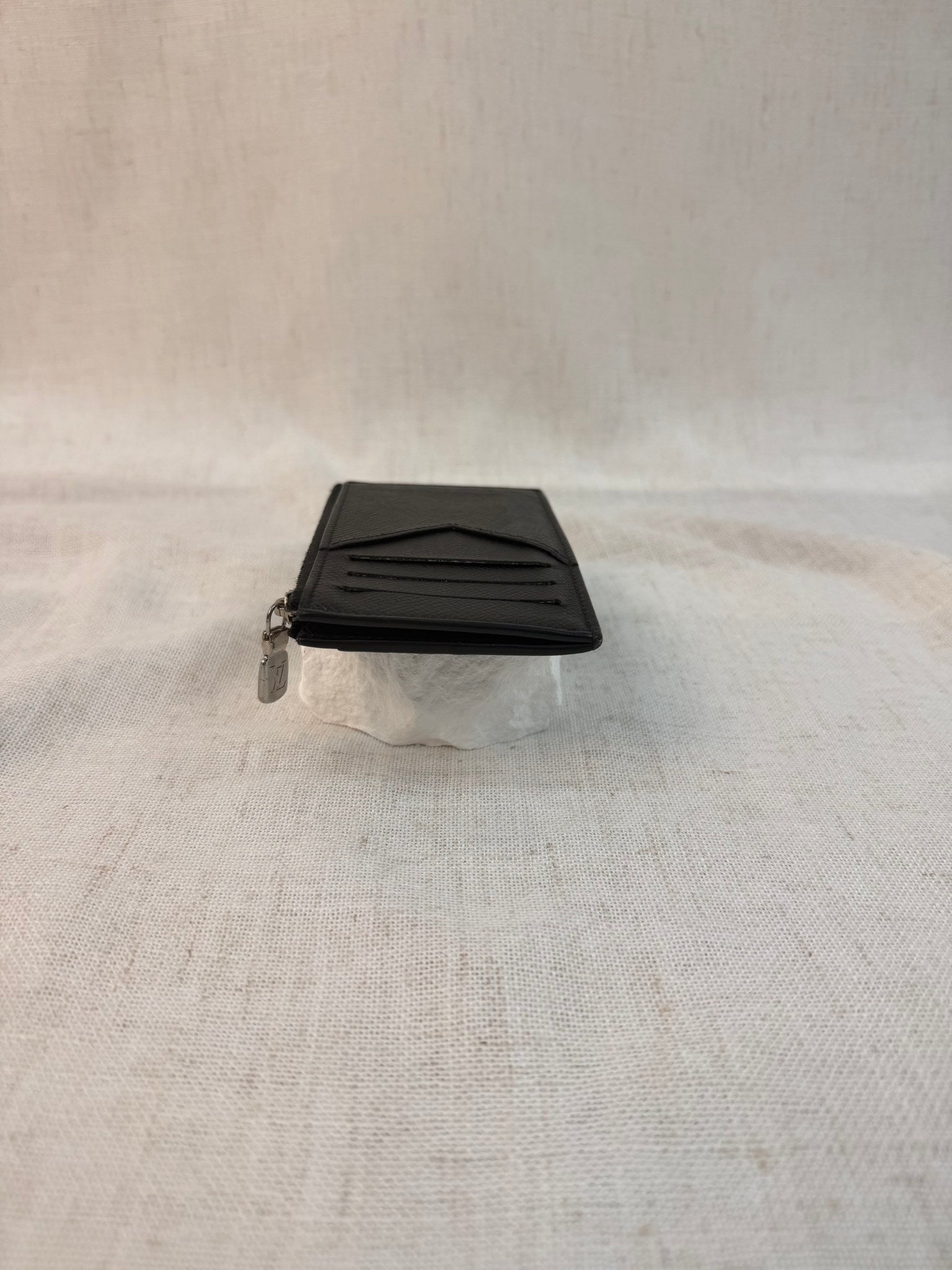 Louis Vuitton Black Leather Zip Card Case