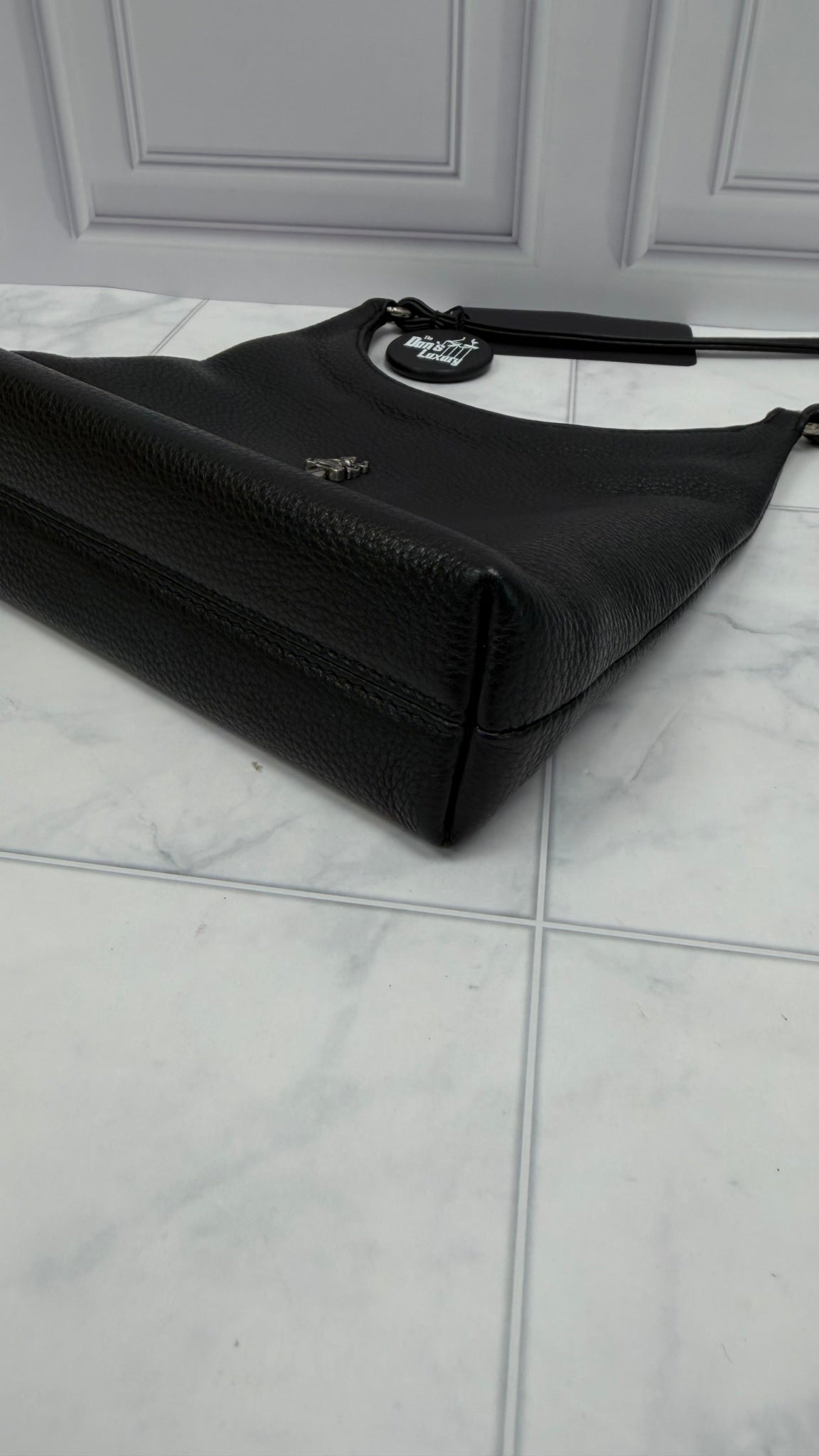 Chrome Hearts Black Leather Bagger Shoulder Bag