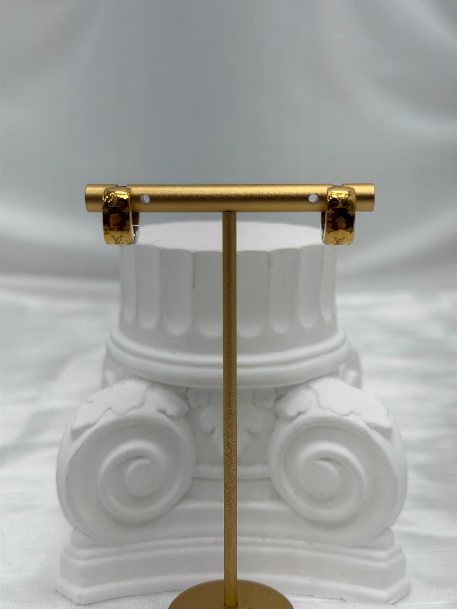 Louis Vuitton Gold & Silver Tone Nanogram Hoop Earrings