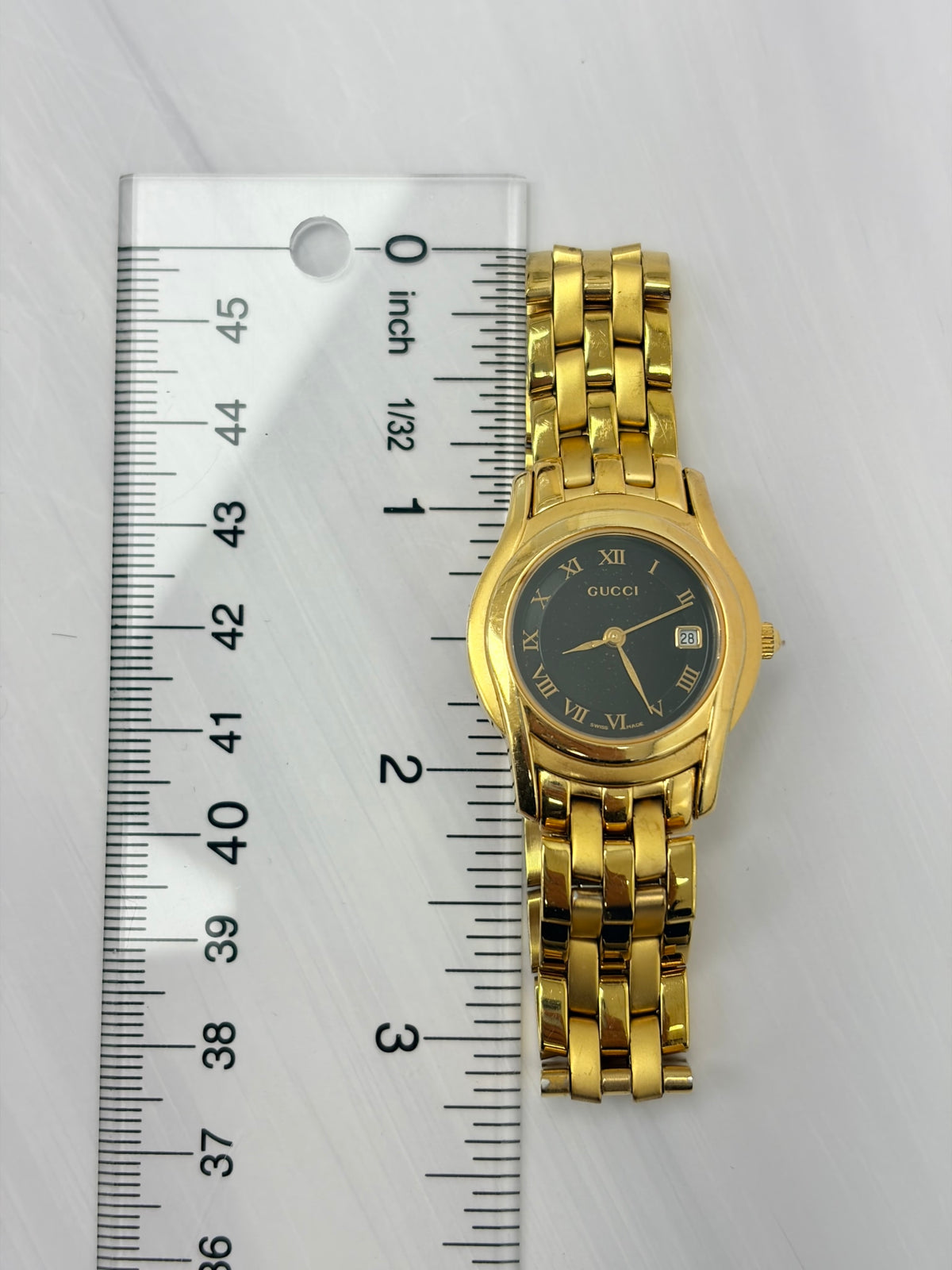 Gucci Gold Tone Stainless Stee &l Black Dial Watch