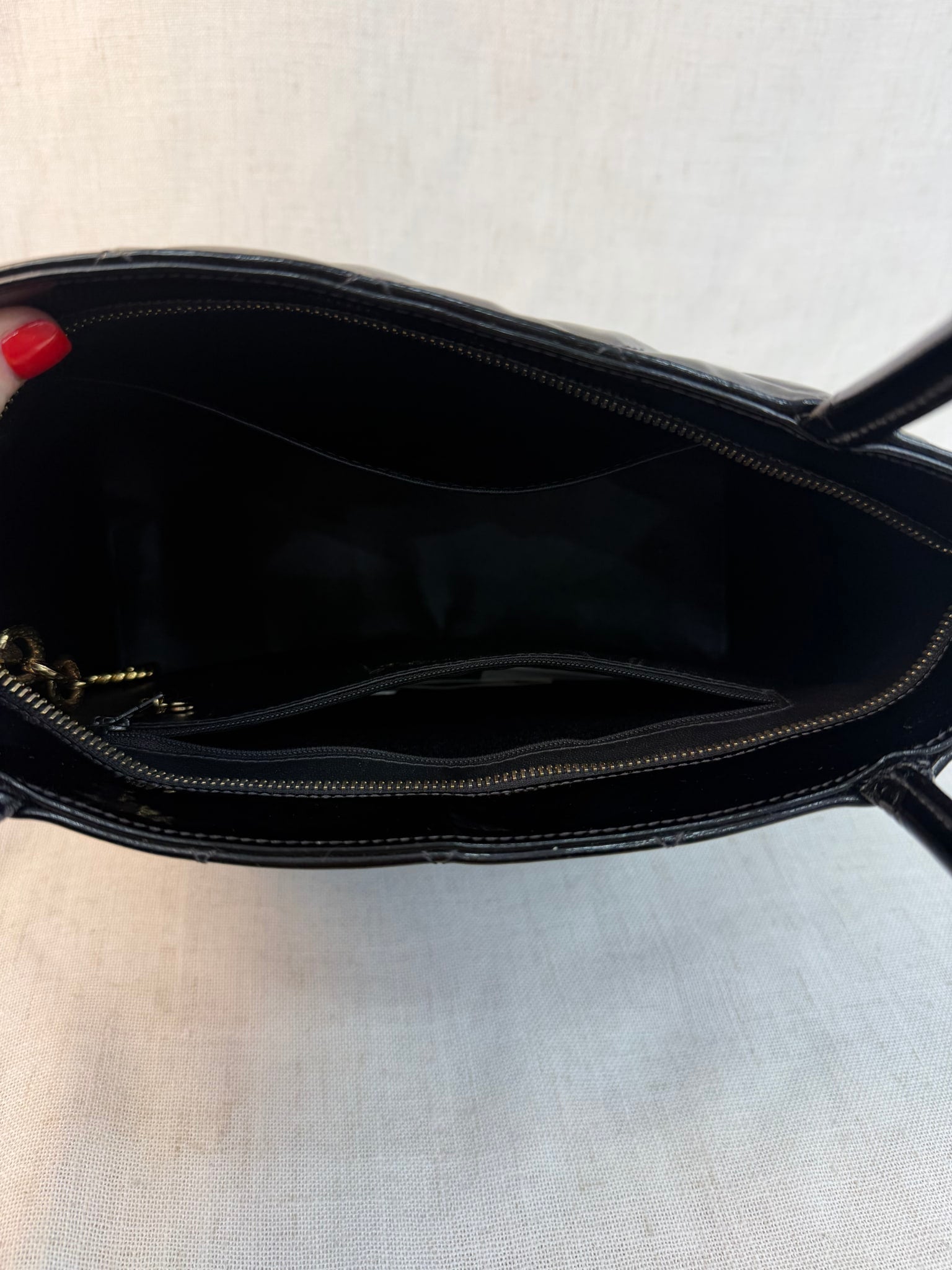 Chanel Black Patent Leather Medallion Tote Bag