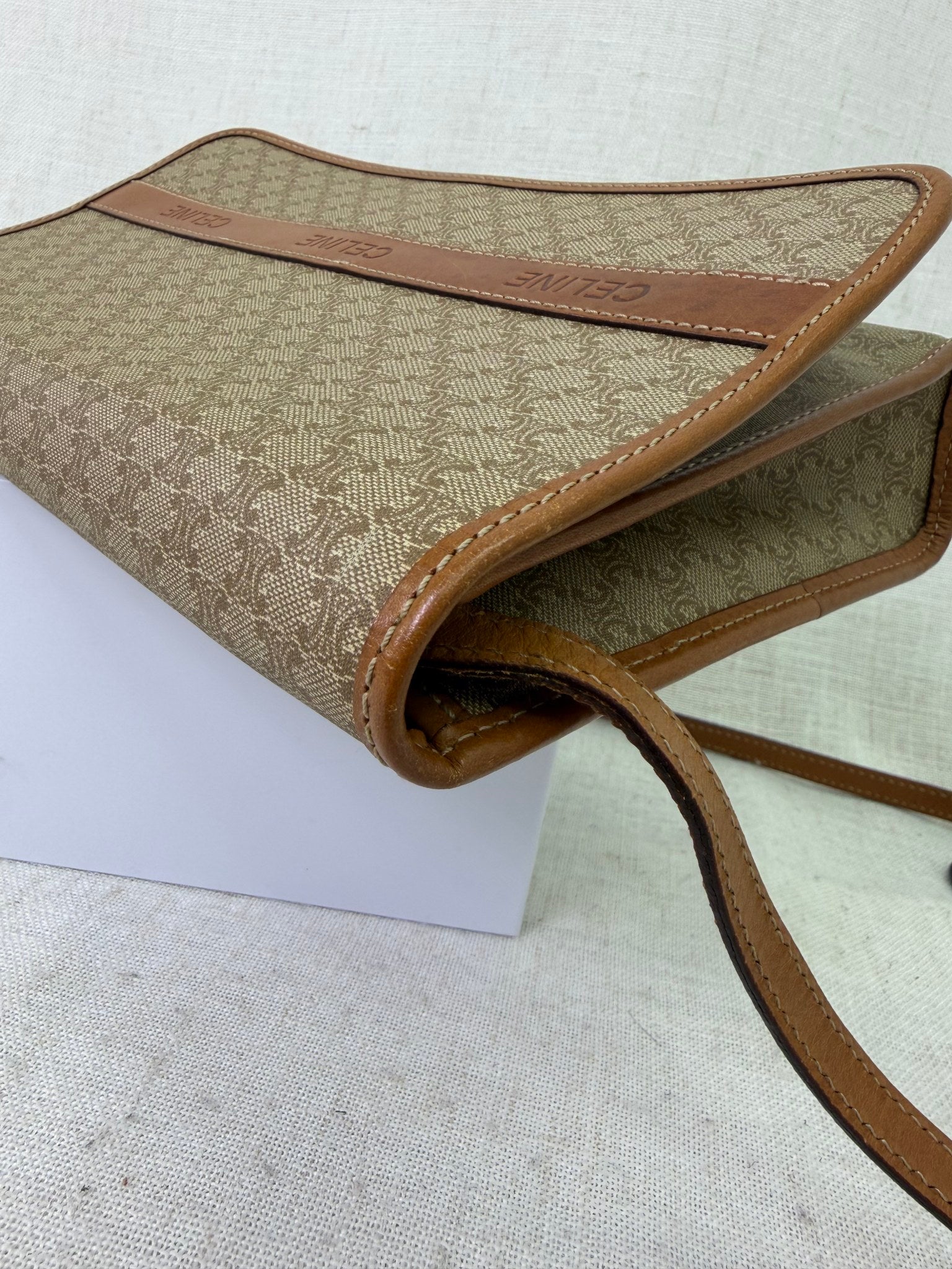 Celine Vintage Macadam Coated Canvas Crossbody Bag