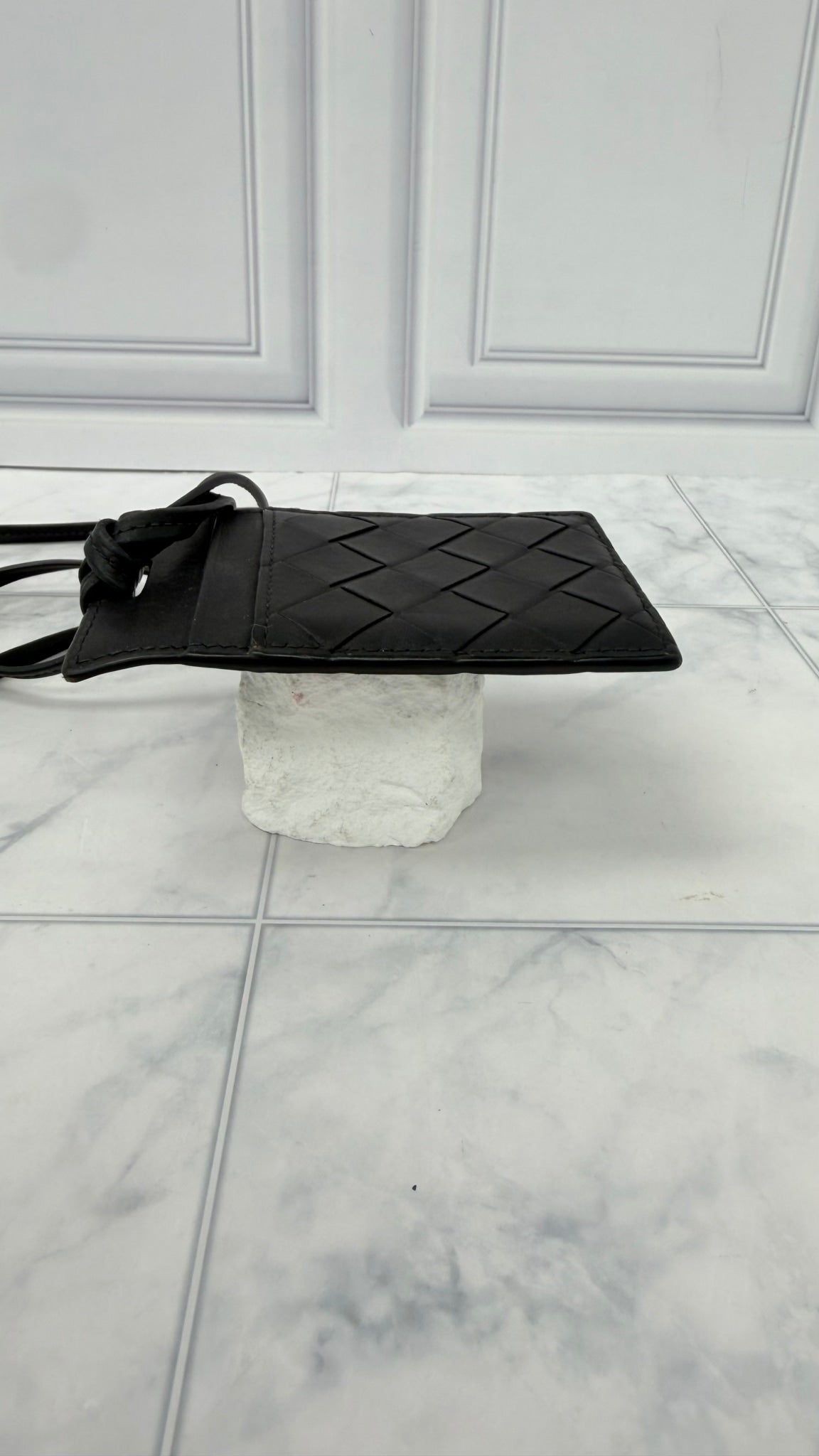 Bottega Veneta Black Intrecciato Leather Lanyard