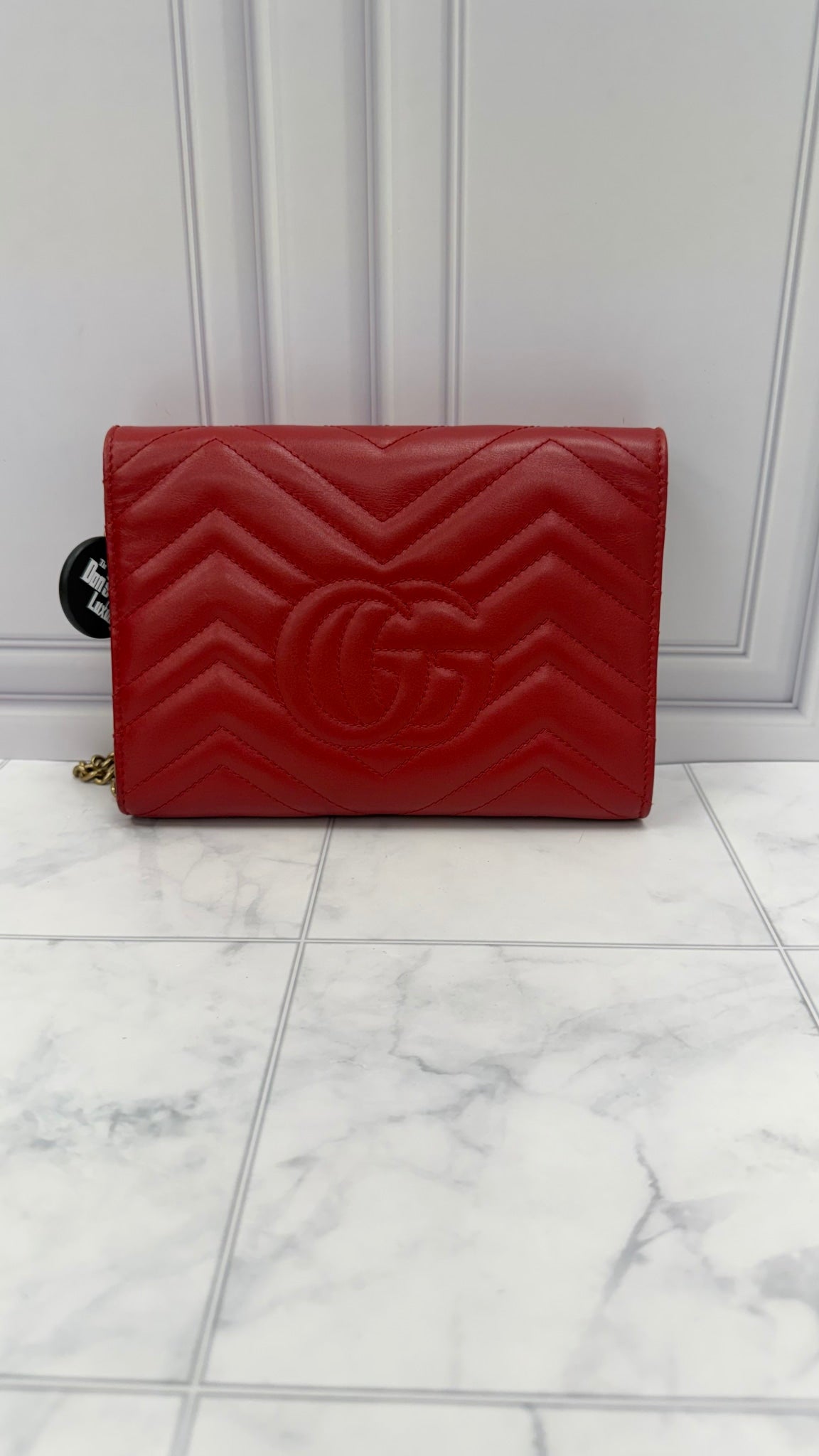 Gucci Red Leather Marmont Wallet on a Chain