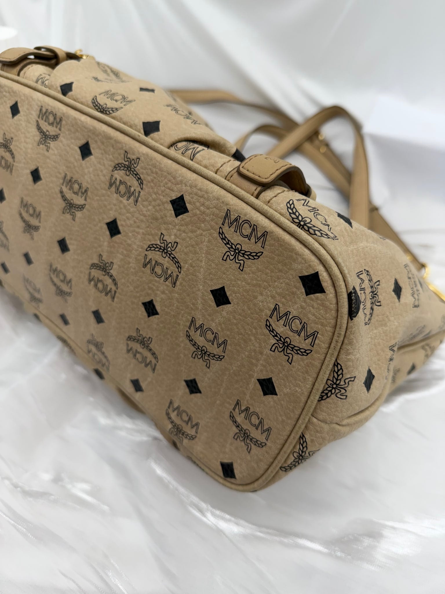 MCM Tan Visetos Coated Canvas 2Way Shopper Tote