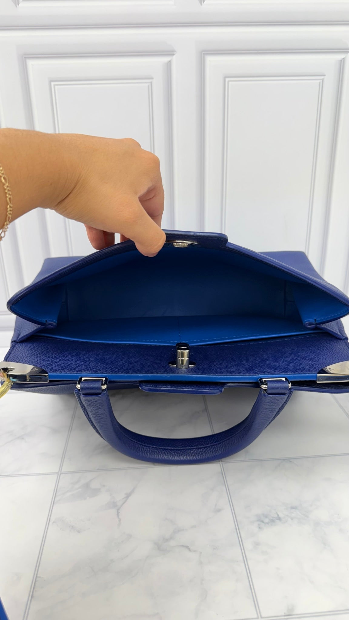 Louis Vuitton Blue Grained Leather Astrid 2Way Bag