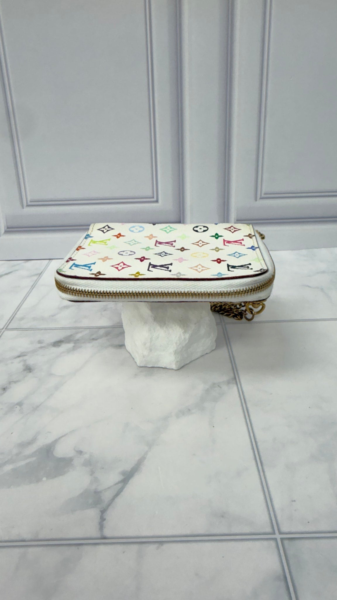 Louis Vuitton White Multicolor Monogram Zippy Compact Wallet