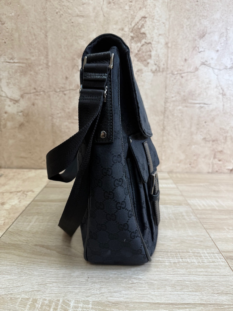 Gucci GG Black Canvas Messenger Bag