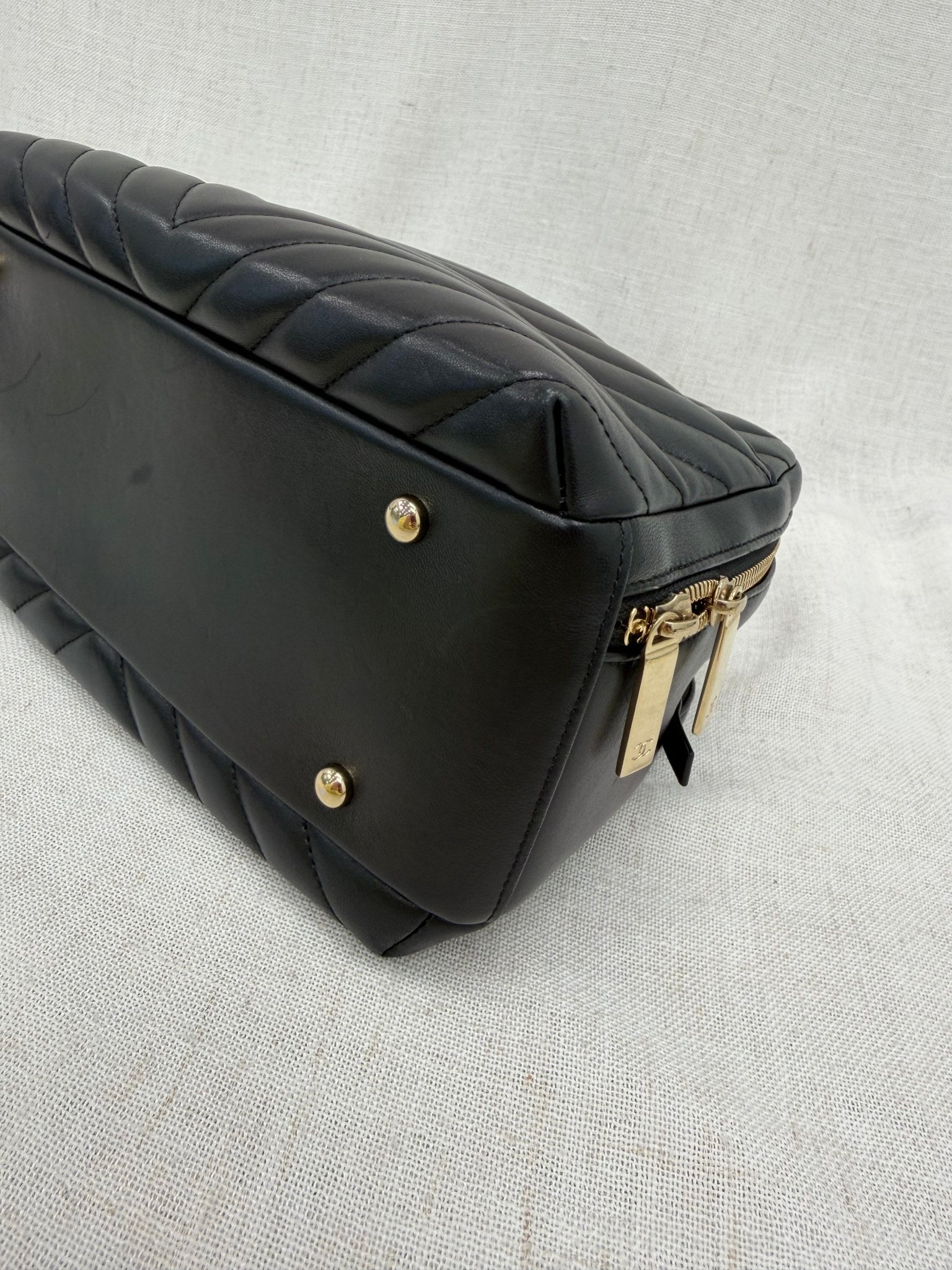 Chanel Black Lambskin Leather Trendy CC Bowling Bag