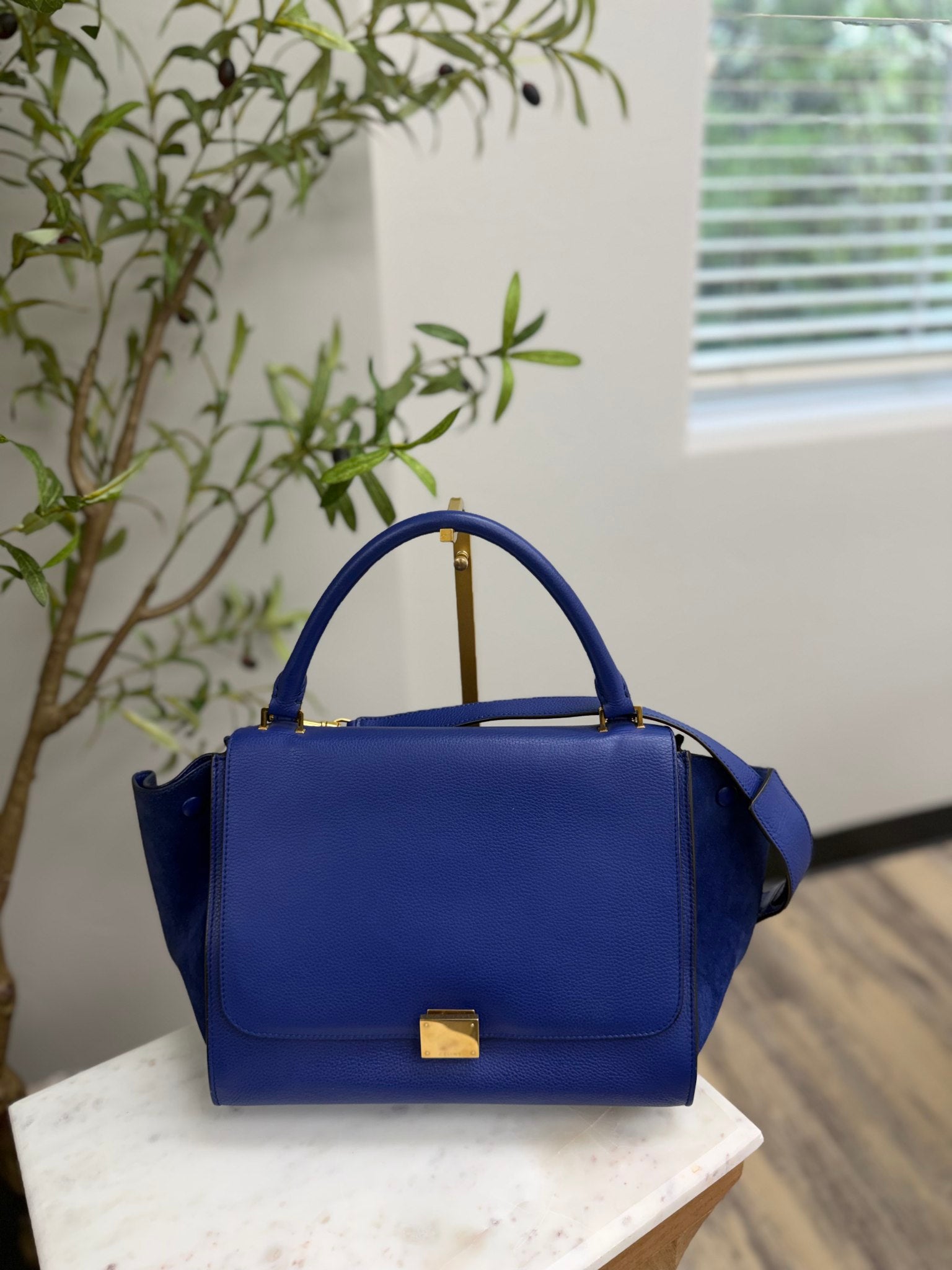 Celine Blue Leather Trapeze Bag