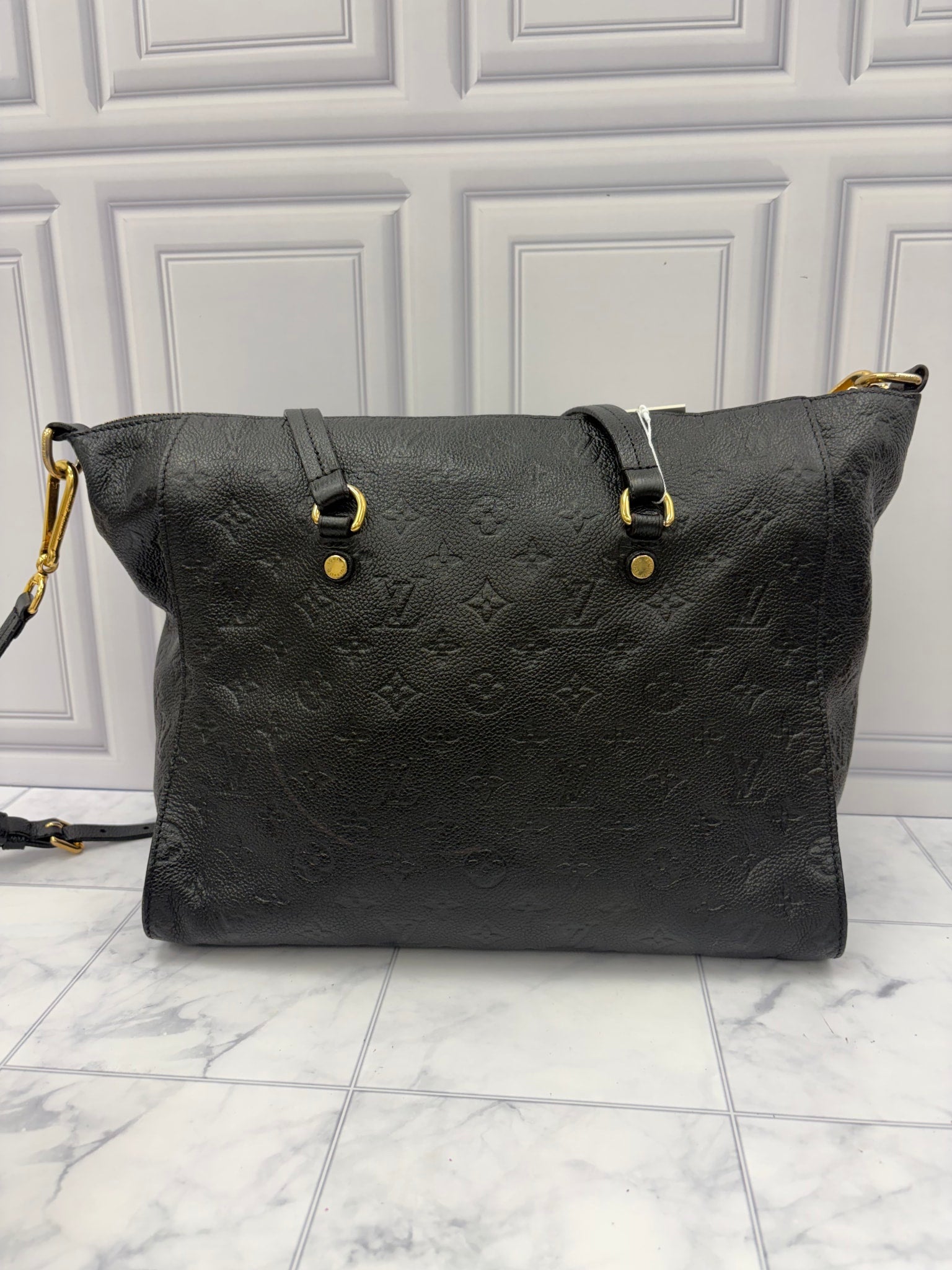 Louis Vitton Black Monogram Leather Lumineuse PM Tote Bag
