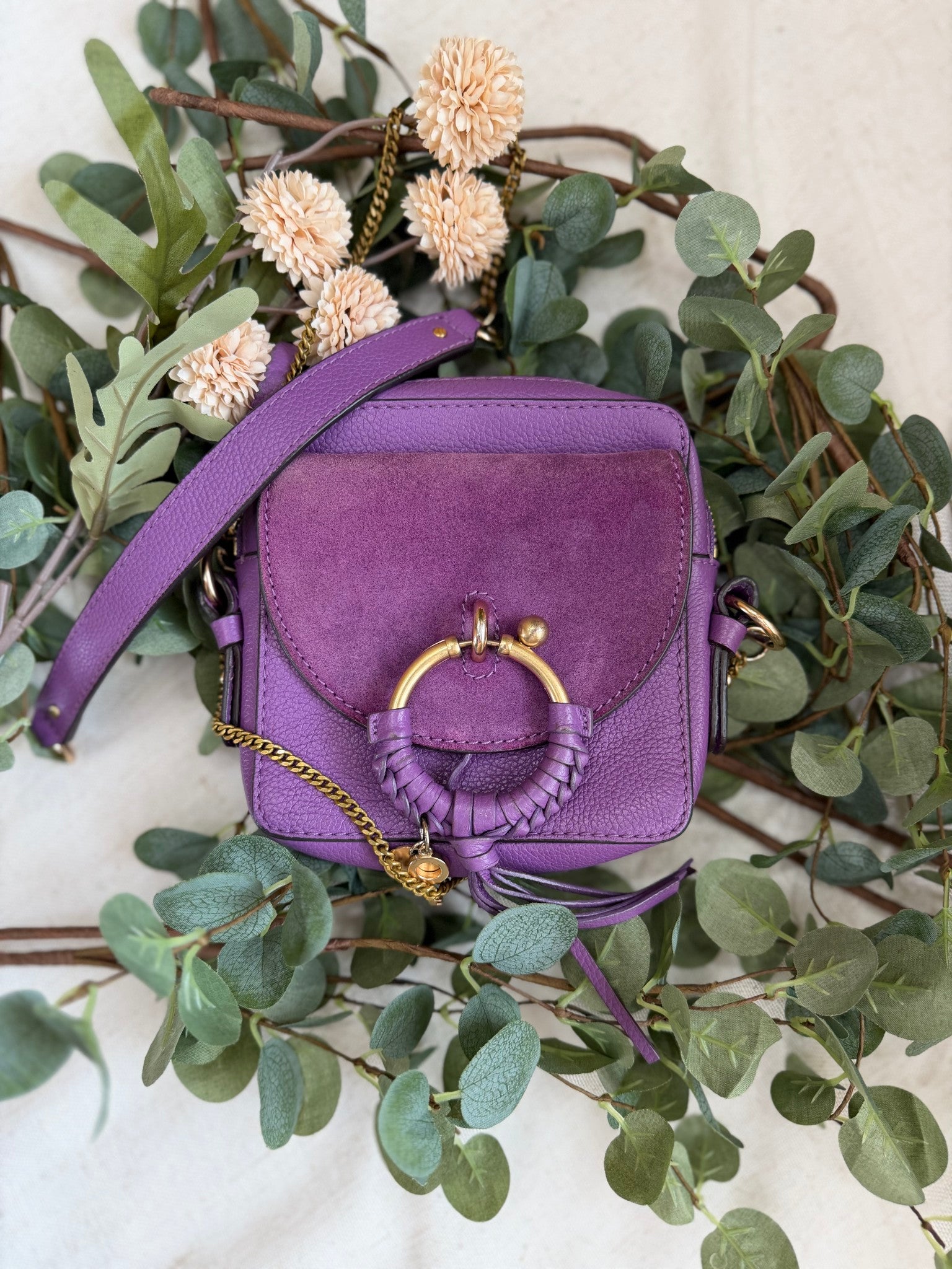 See by Chloe Purple Suede & Leather Joan Mini Camera Bag