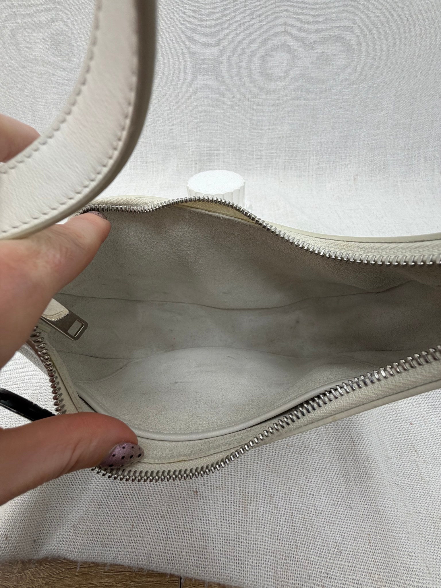 Celine White Calfskin Leather Ava Hobo Bag