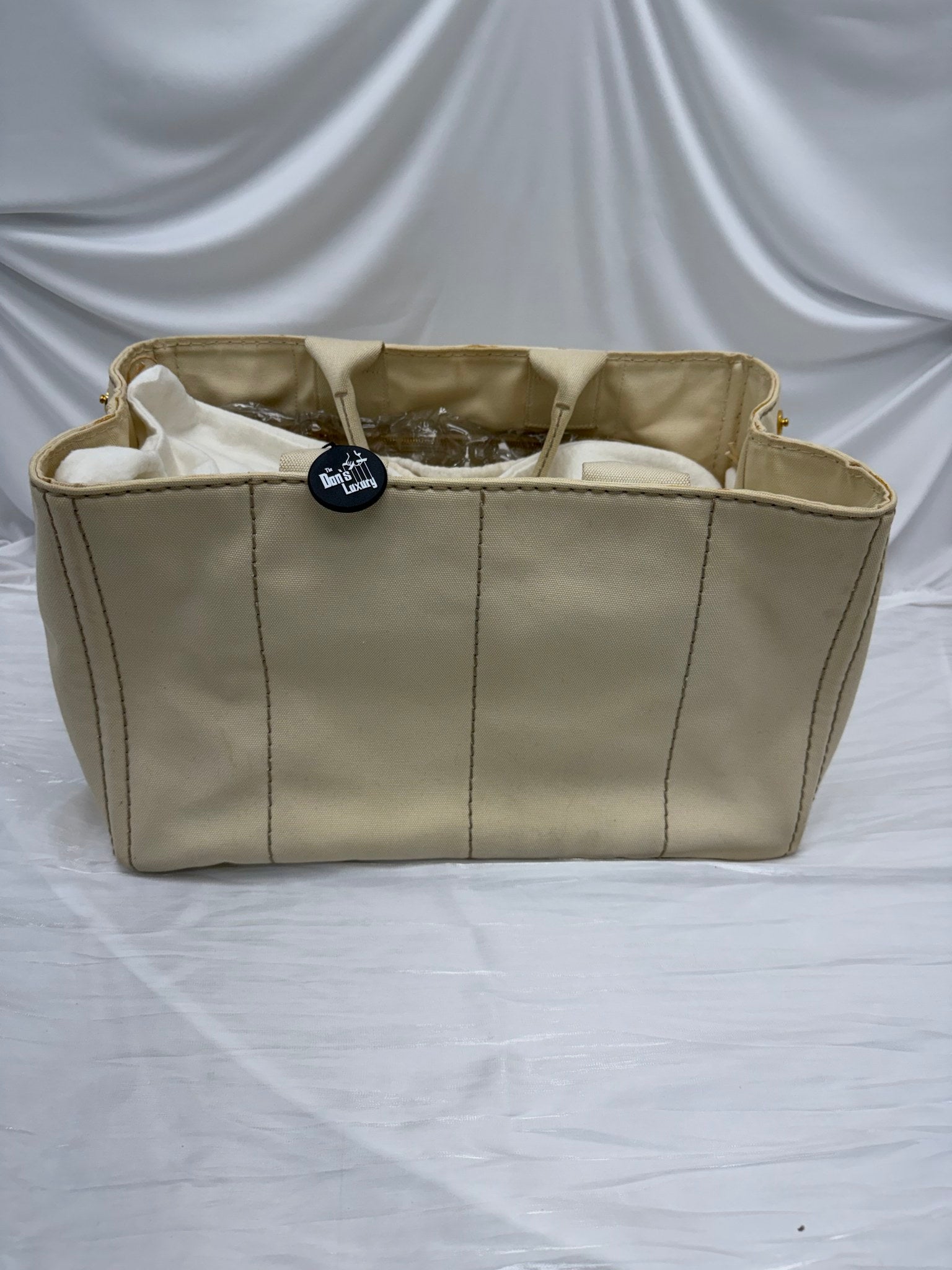 Prada Cream Canvas Large Canapa Handbag