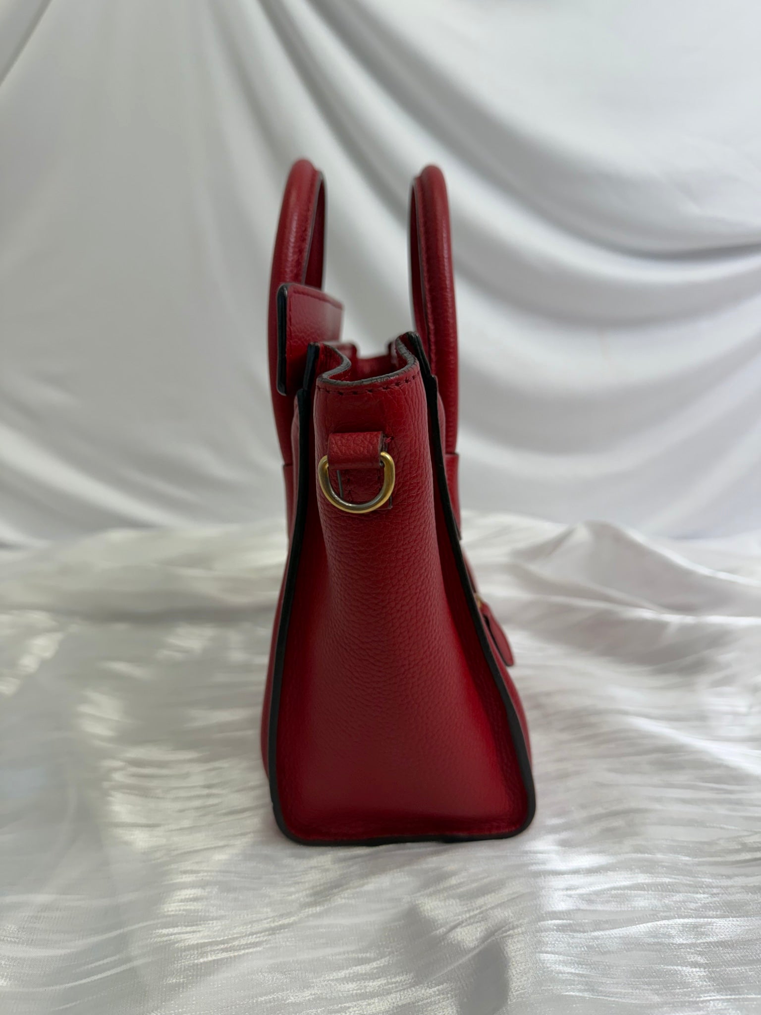 Celine Red Leather Nano Luggage Tote