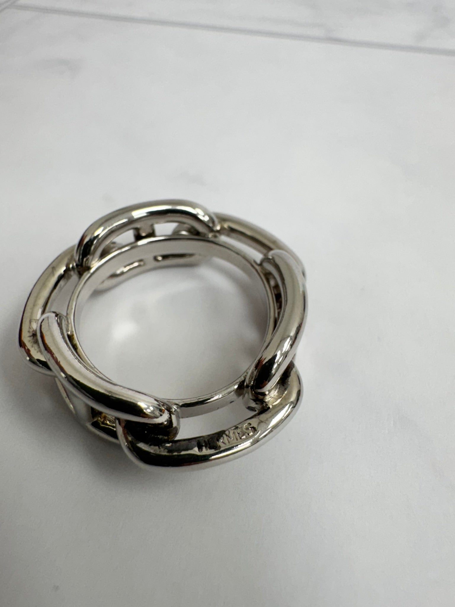 LIKE NEW - Hermes Silver Plated Chaine D'Ancre Scarf Ring