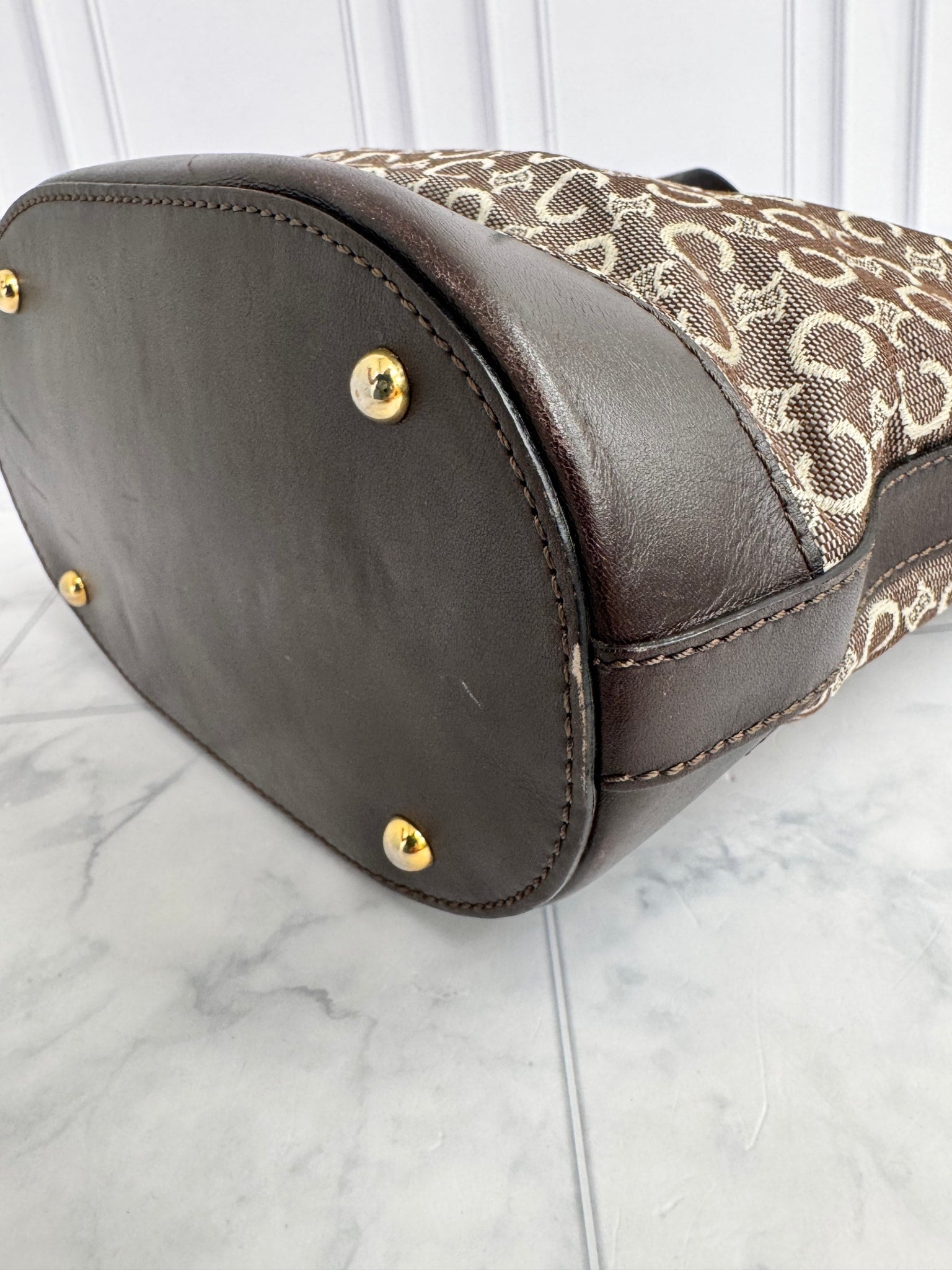 Celine Brown C Macadam Canvas Bucket Bag