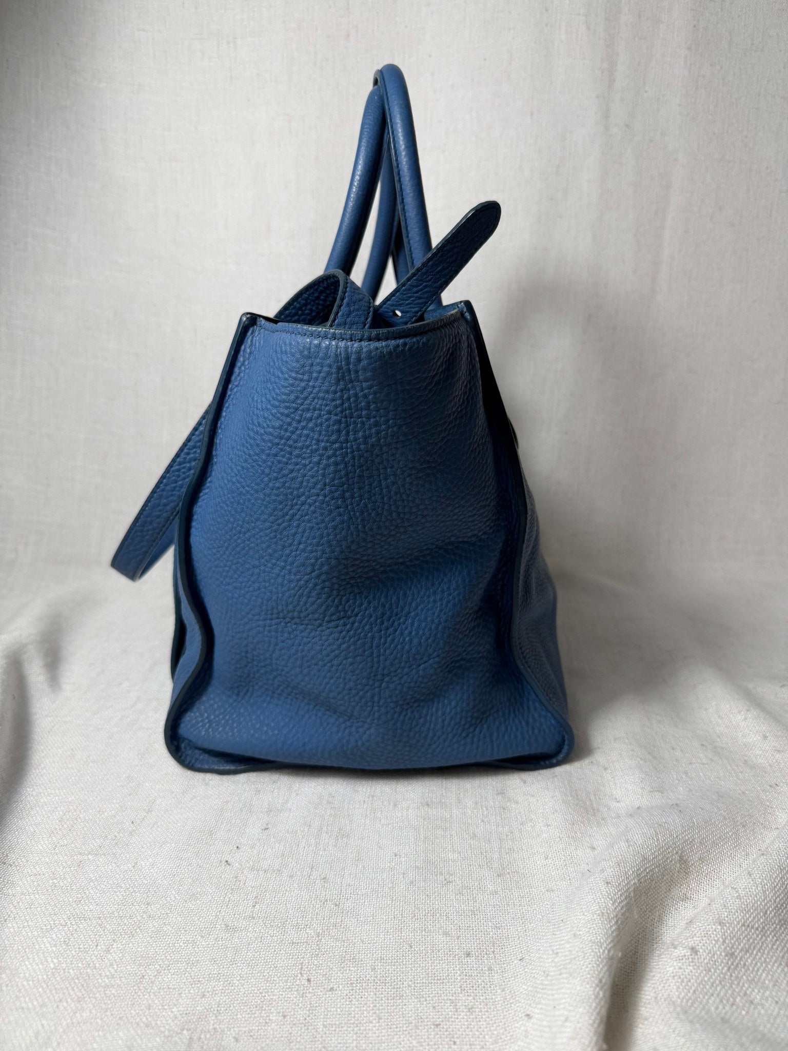 Prada Blue Leather Vitello Daino Two Way Bag